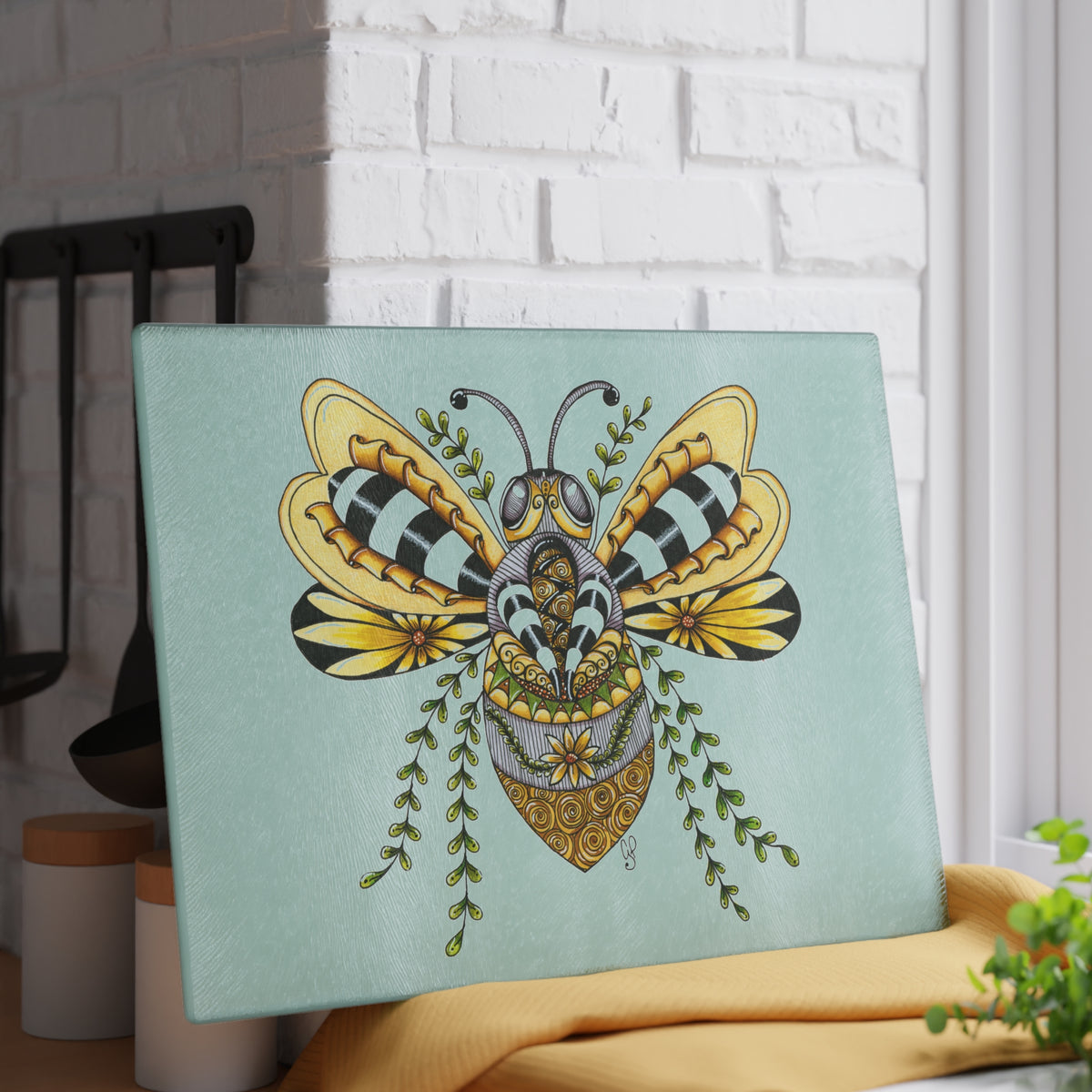 Queen Bee Glass Cutting Board