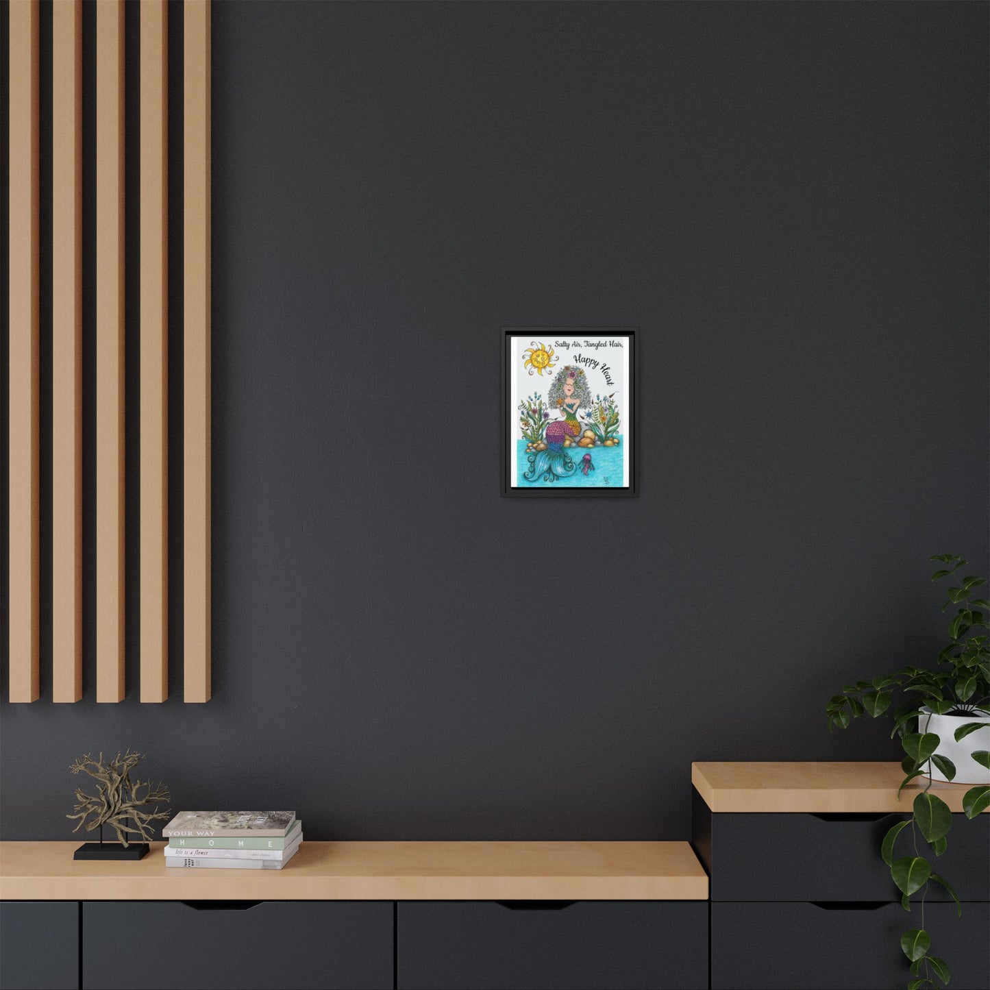 Mermaid Matte Canvas, Framed (Multi-color)