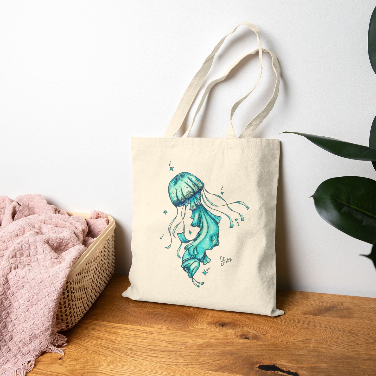 Dancing Jellyfish Cotton Canvas Tote Bag