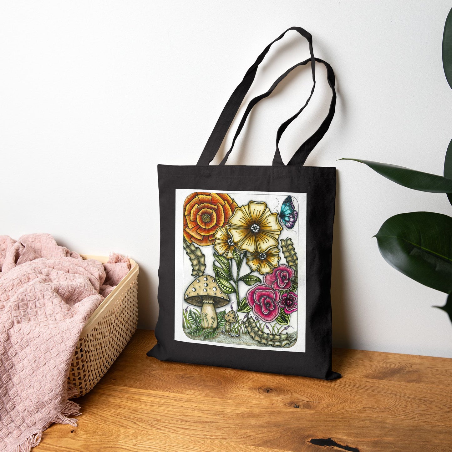 Wild Flowers Cotton Canvas Tote Bag