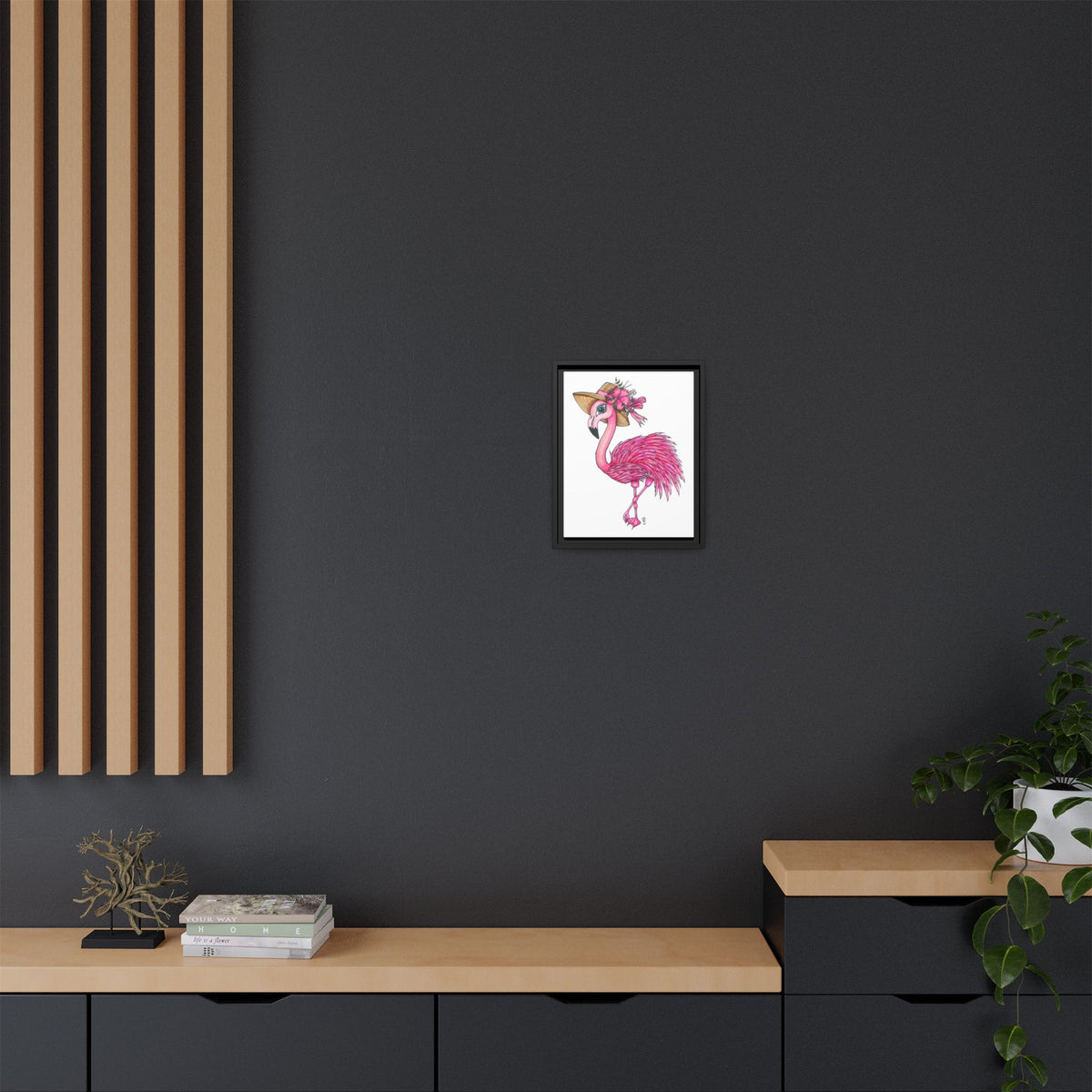 Francine The Flamingo Matte Canvas, Framed (Multi-color)