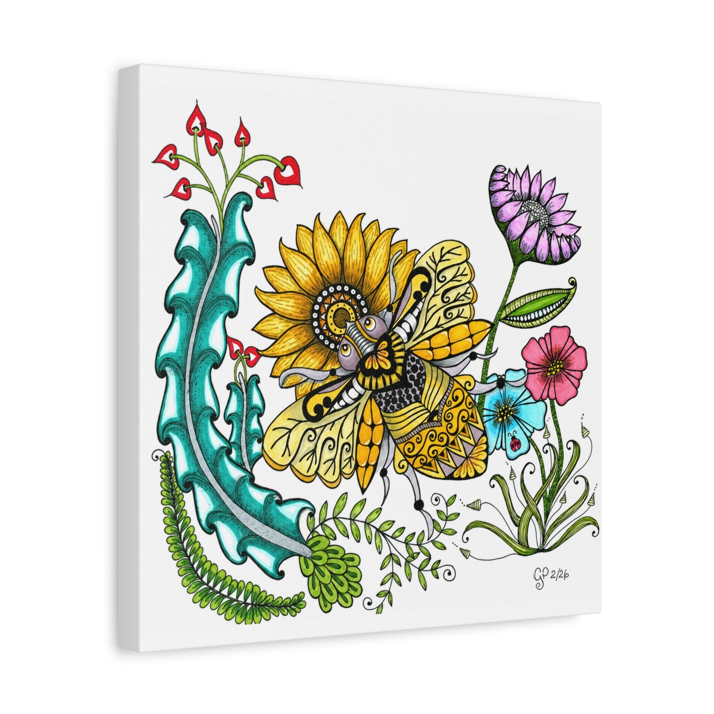 Boho Bumblebee Matte Canvas, Stretched, 1.25"