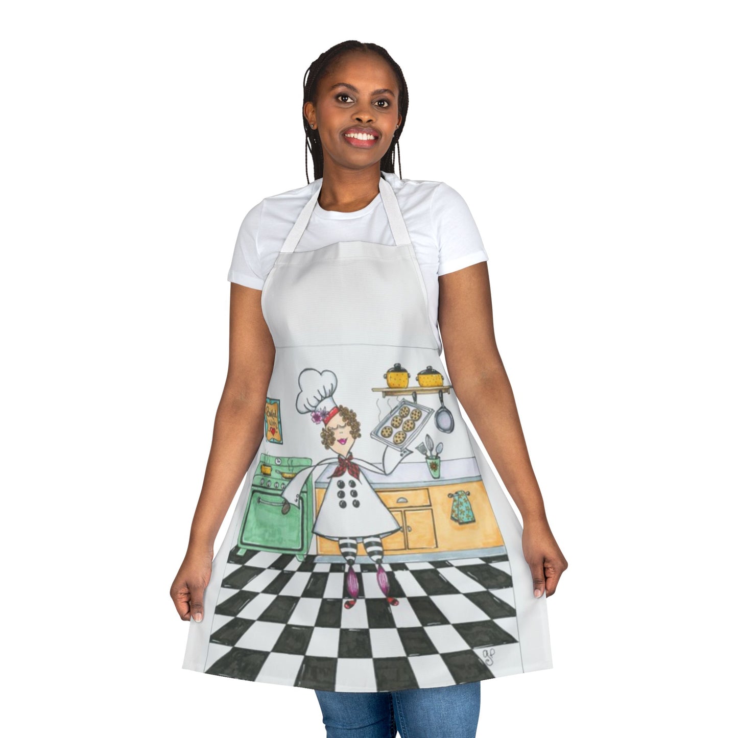 She Bakes! Apron, 5-Color Straps (AOP)