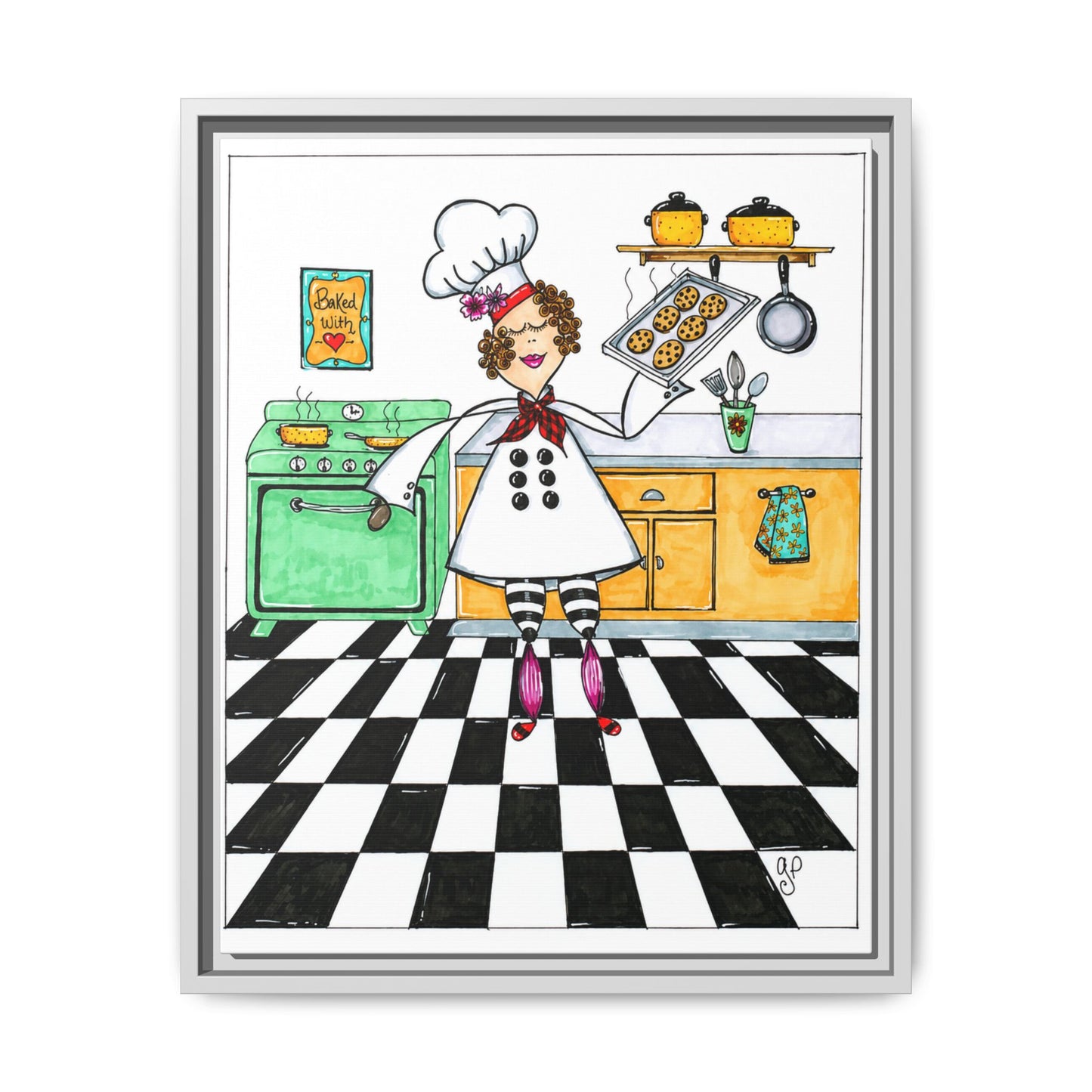 She Bakes! Matte Canvas, Framed (Multi-color)