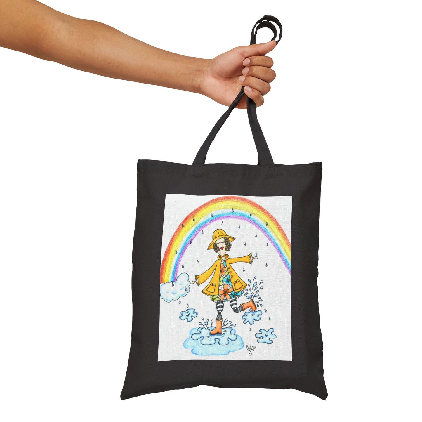 Dancing In The Rain Cotton Canvas Tote Bag