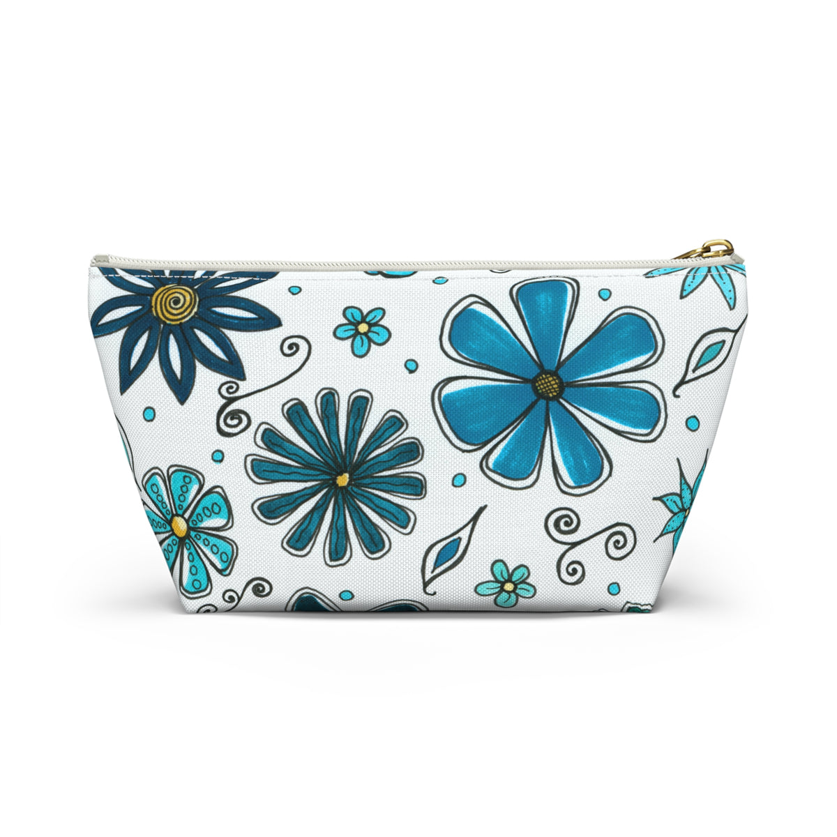 Retro Blue Flowers Accessory Pouch