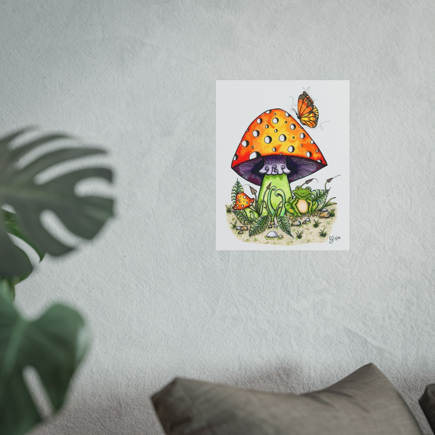 Froggy Loves Mushrooms Fine Art Posters
