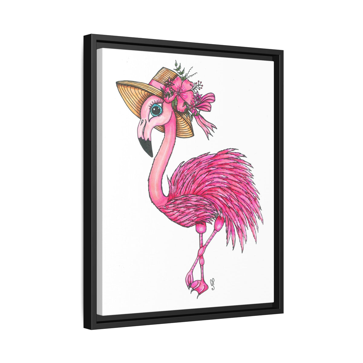 Francine The Flamingo Matte Canvas, Framed (Multi-color)