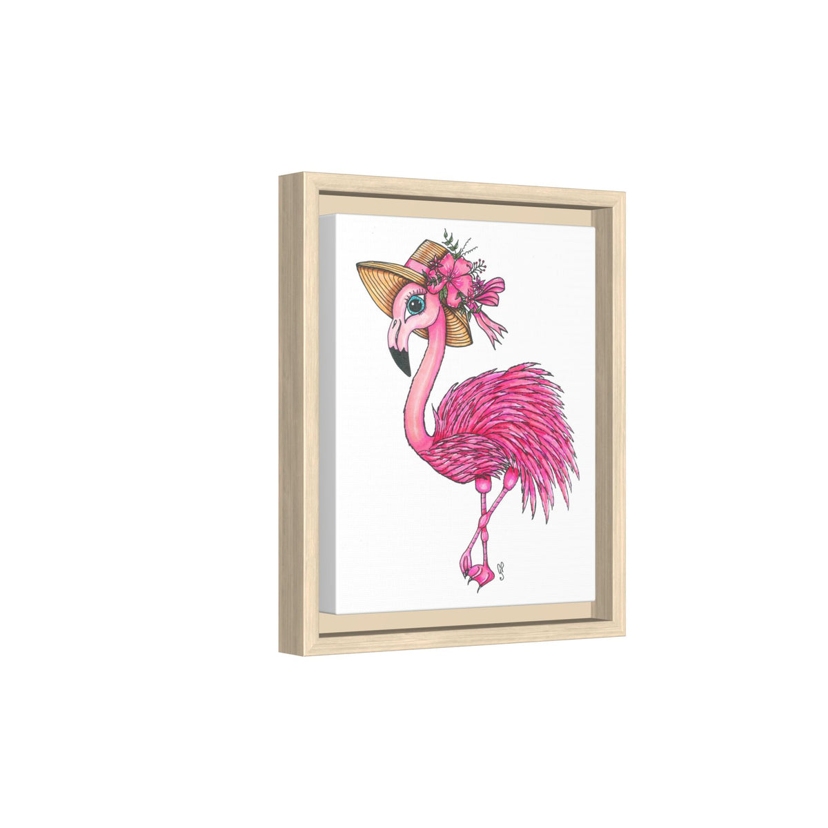 Francine The Flamingo Matte Canvas, Framed (Multi-color)
