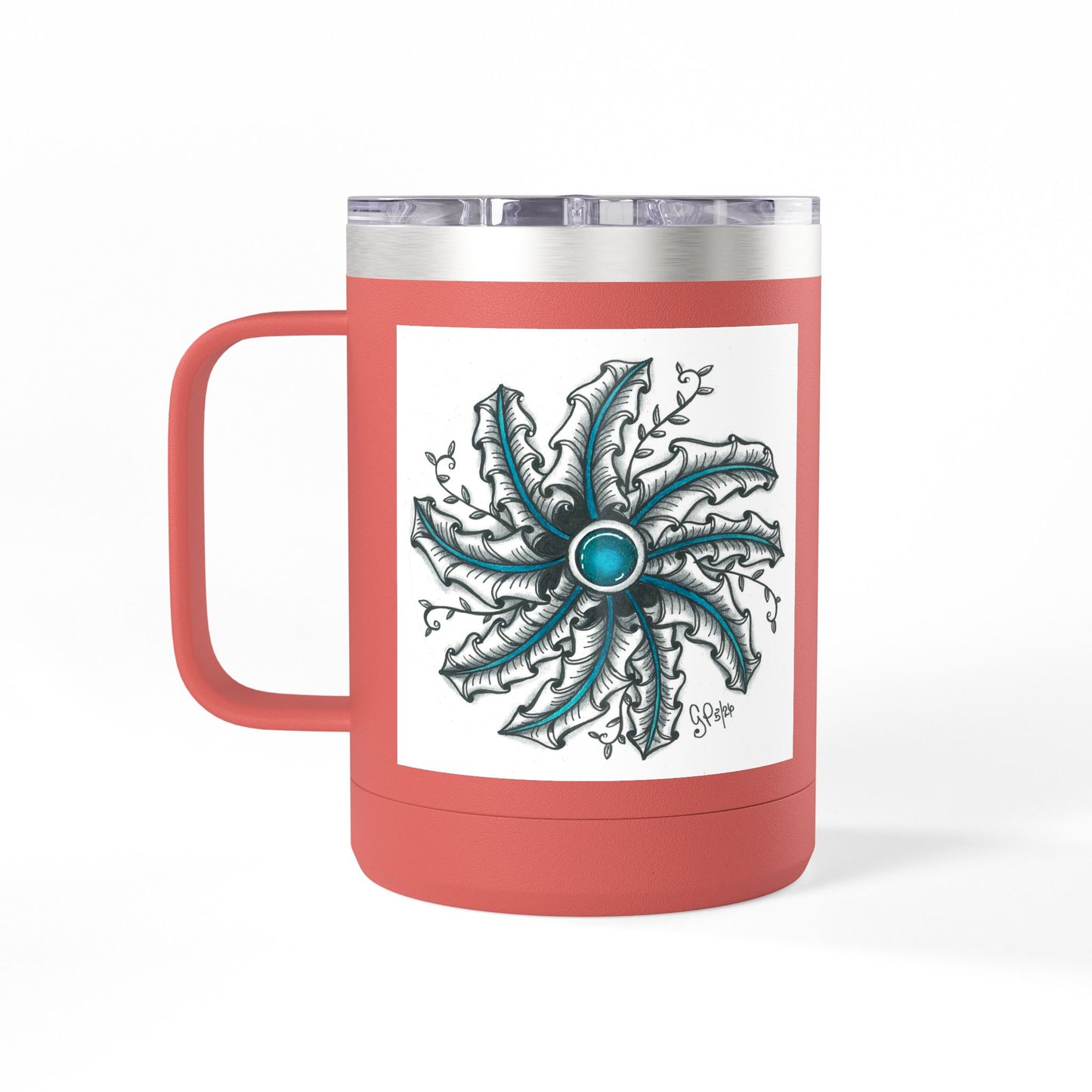 Teal Gem Coffee Mug Tumbler, 15oz