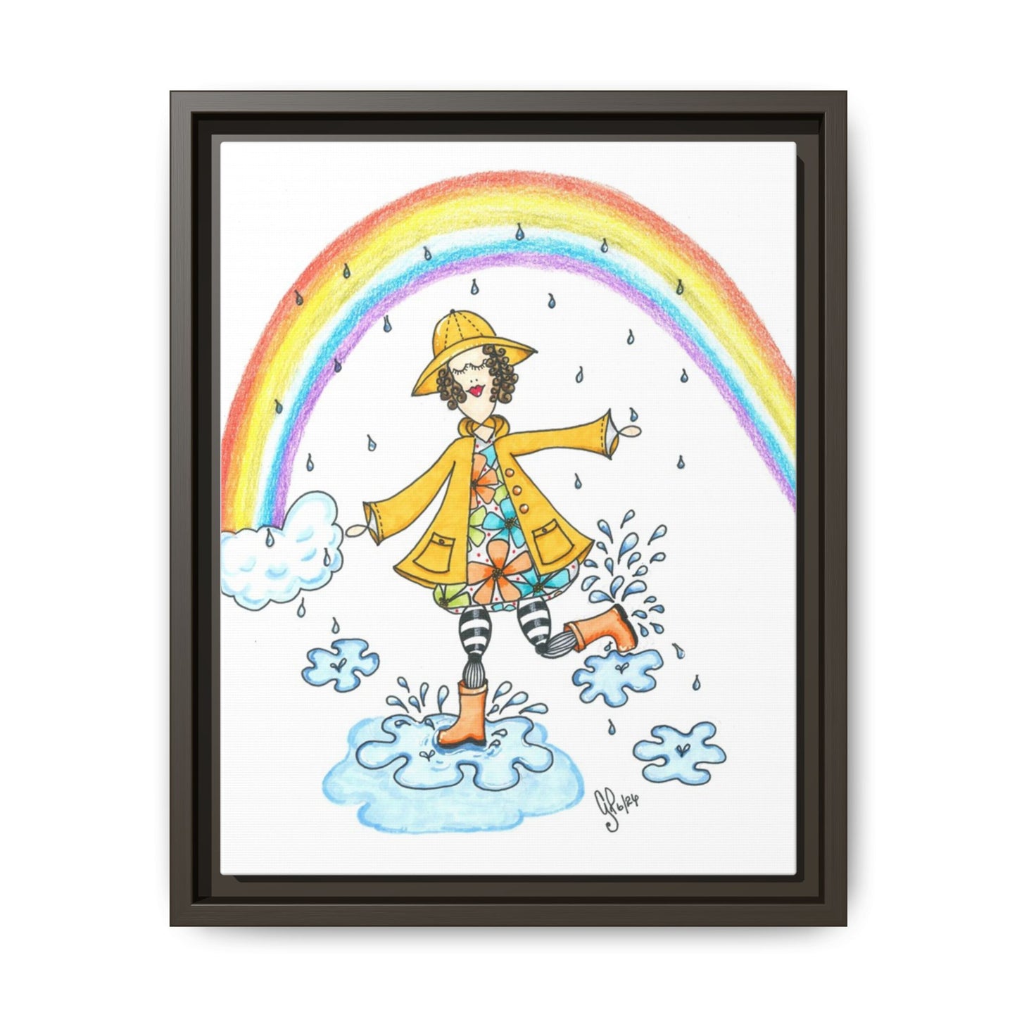 Dancing In The Rain Matte Canvas, Framed (Multi-color)