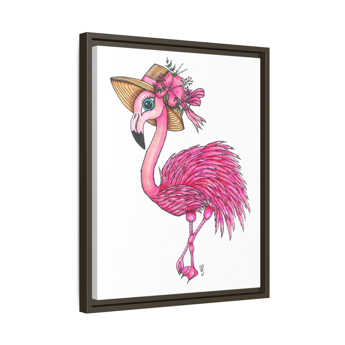 Francine The Flamingo Matte Canvas, Framed (Multi-color)
