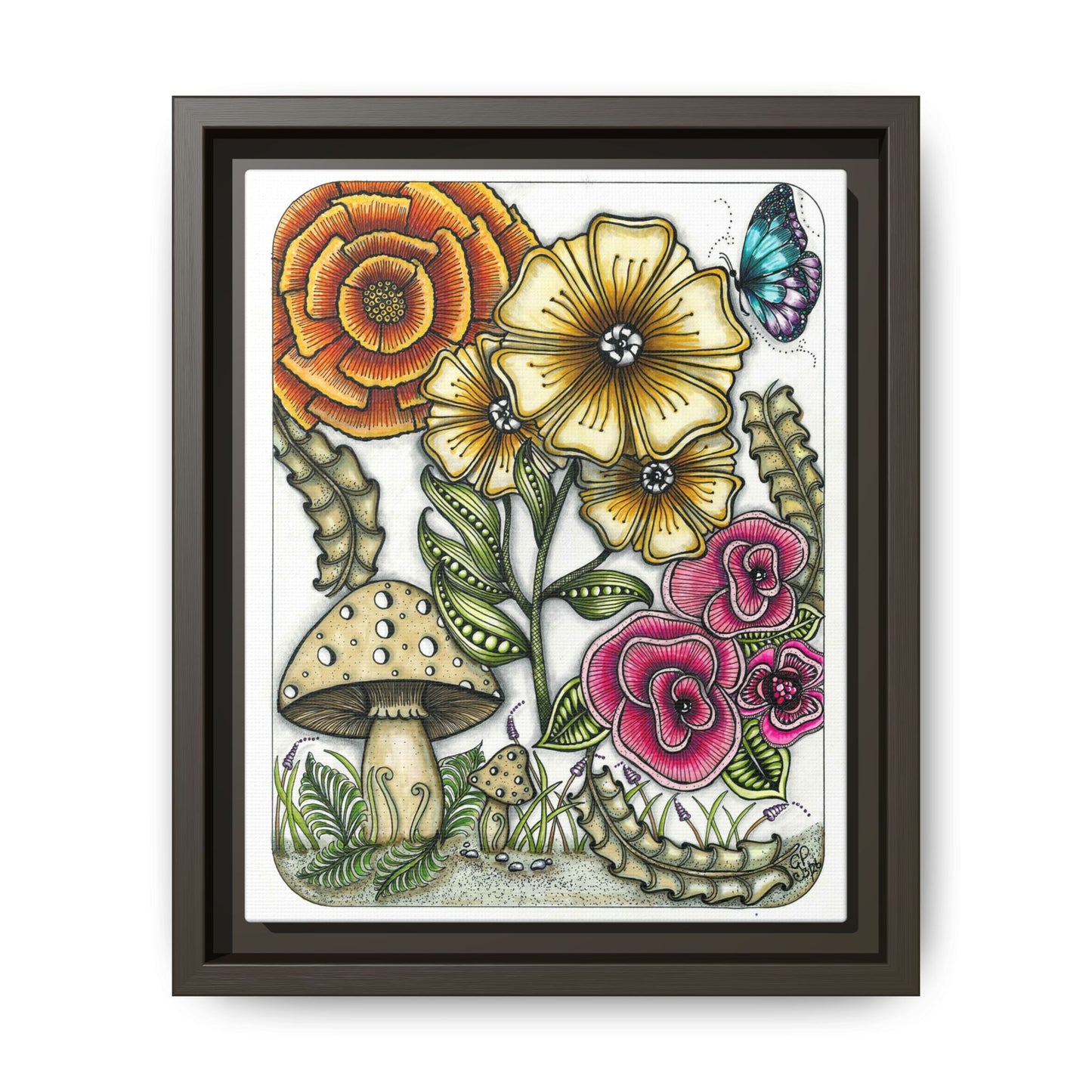 Wild Flowers Matte Canvas, Framed (Multi-color)