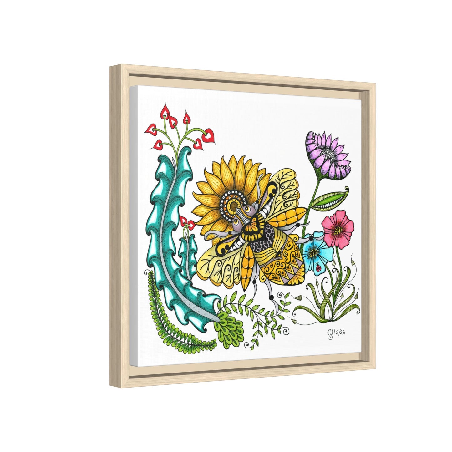 Boho Bumblebee Matte Canvas, Framed (Multi-color)