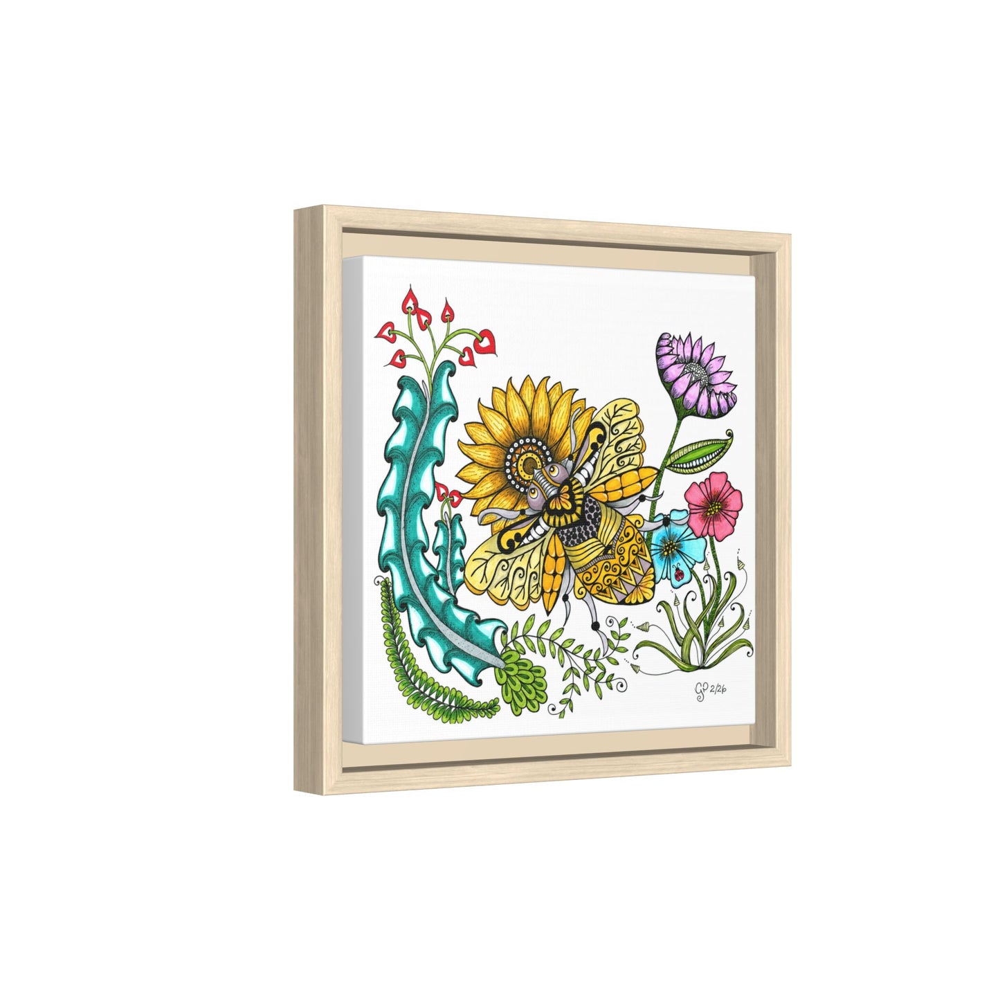 Boho Bumblebee Matte Canvas, Framed (Multi-color)