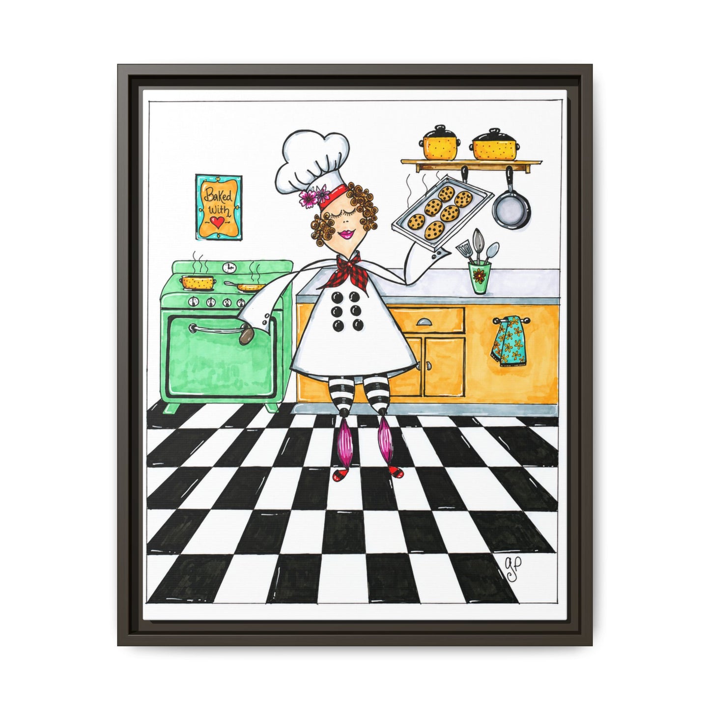 She Bakes! Matte Canvas, Framed (Multi-color)
