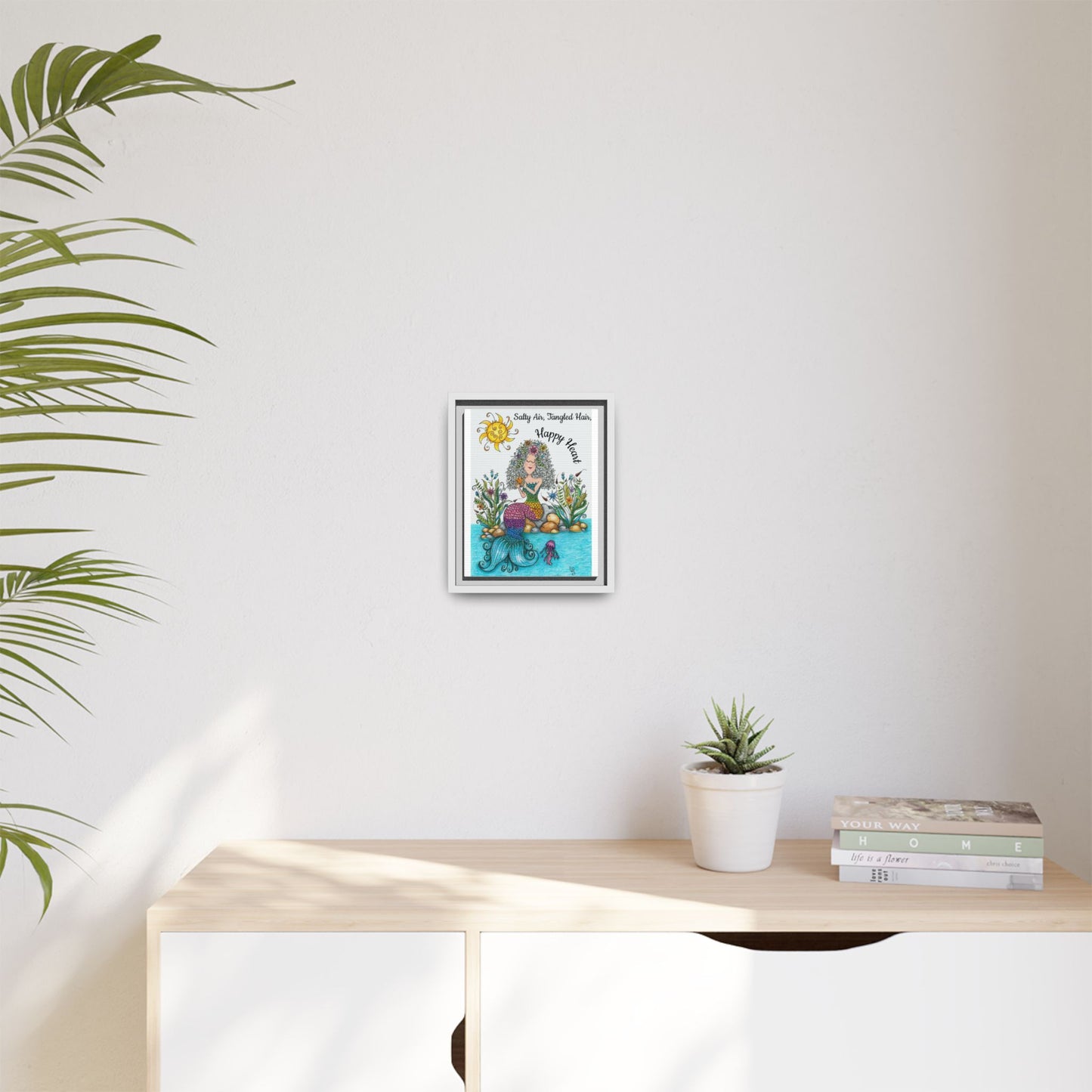 Mermaid Matte Canvas, Framed (Multi-color)
