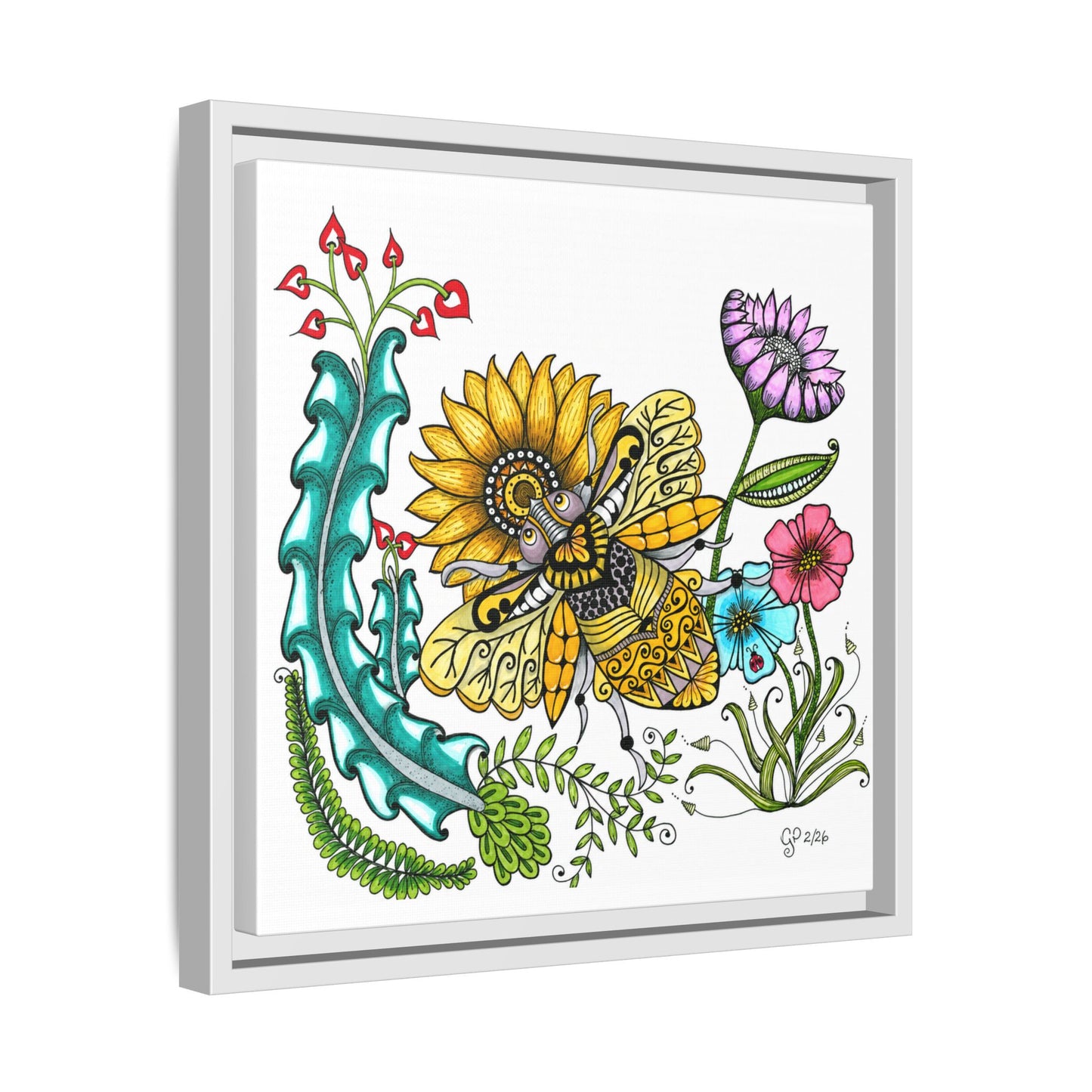 Boho Bumblebee Matte Canvas, Framed (Multi-color)