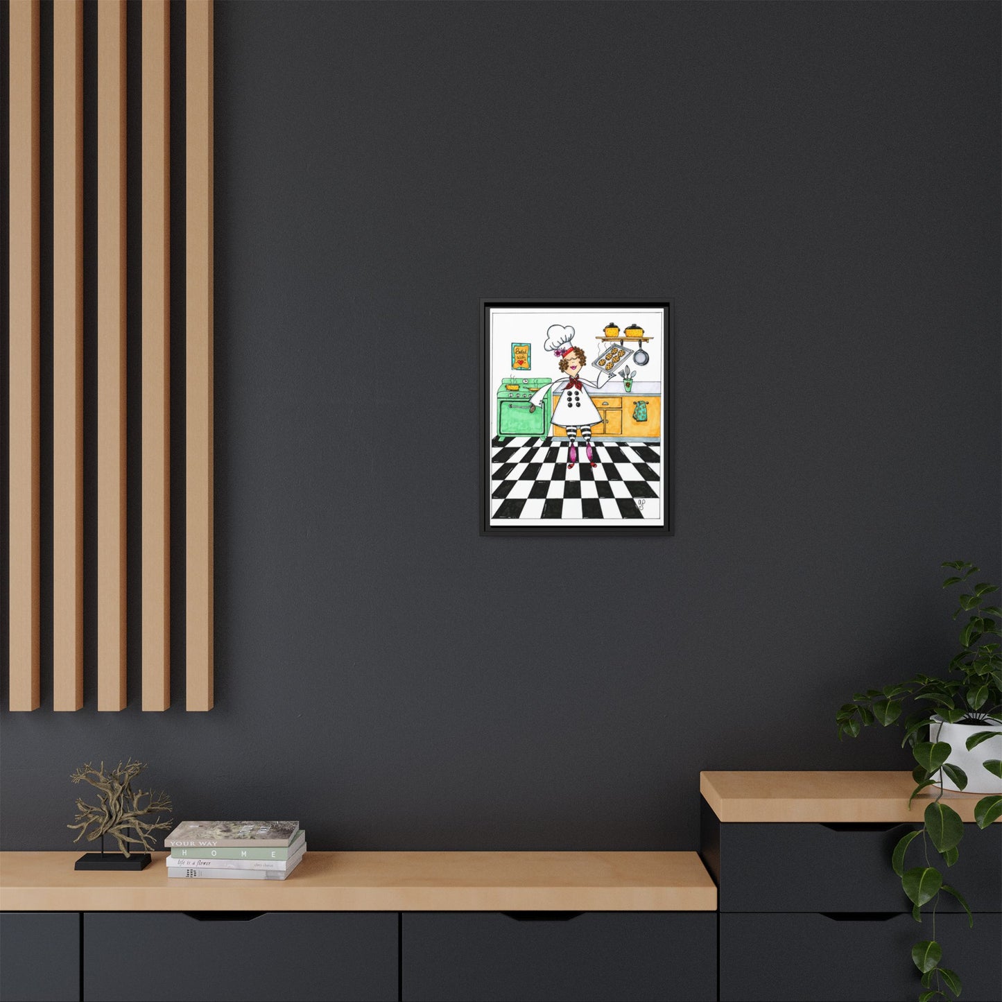 She Bakes! Matte Canvas, Framed (Multi-color)