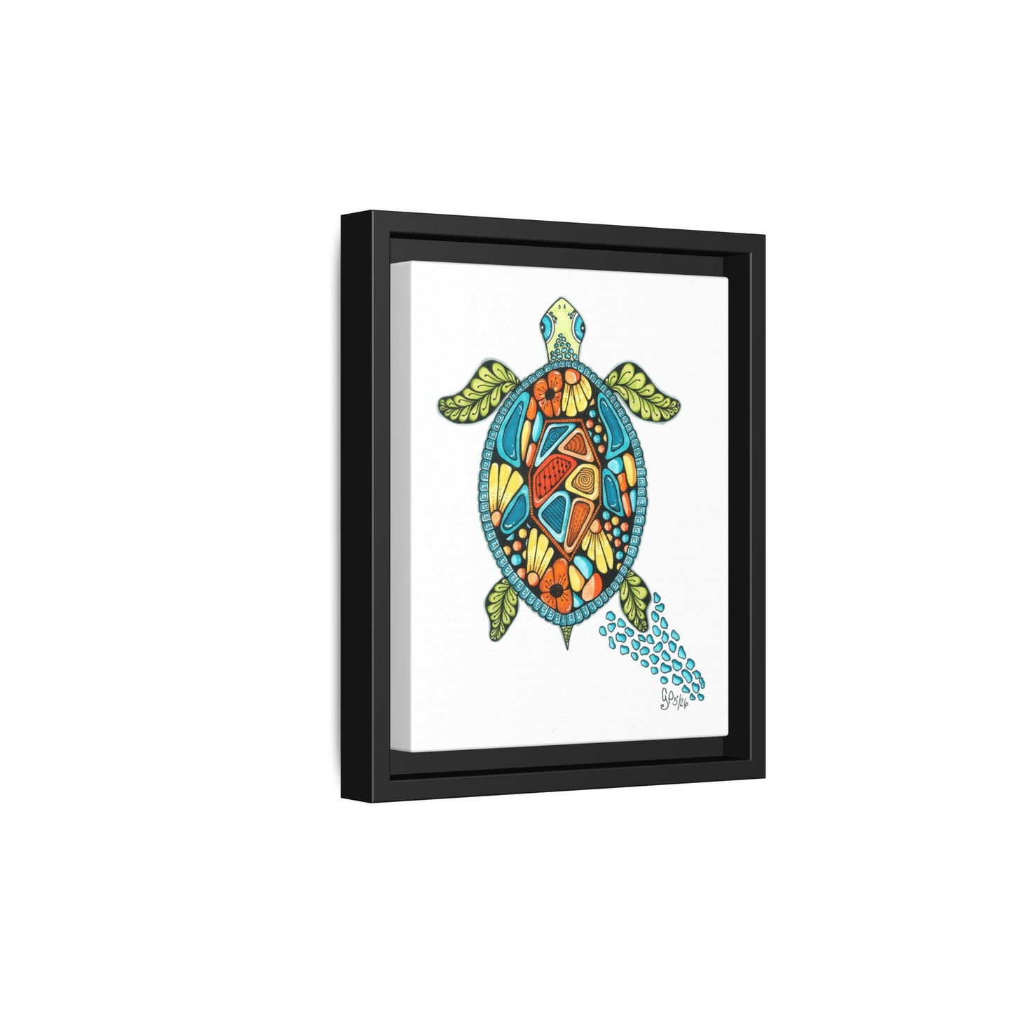 Sea Turtle Matte Canvas, Framed (Multi-color)