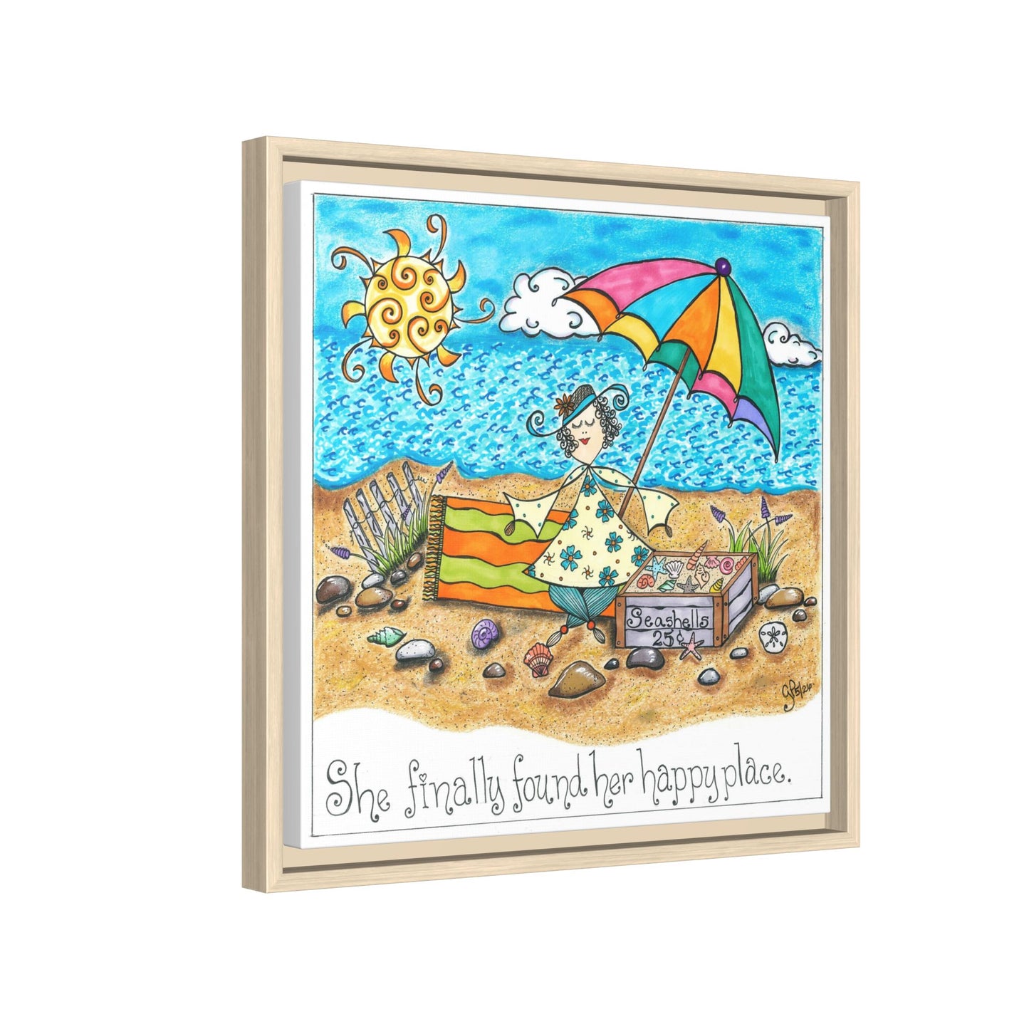 Her Happy Place Matte Canvas, Framed (Multi-color)