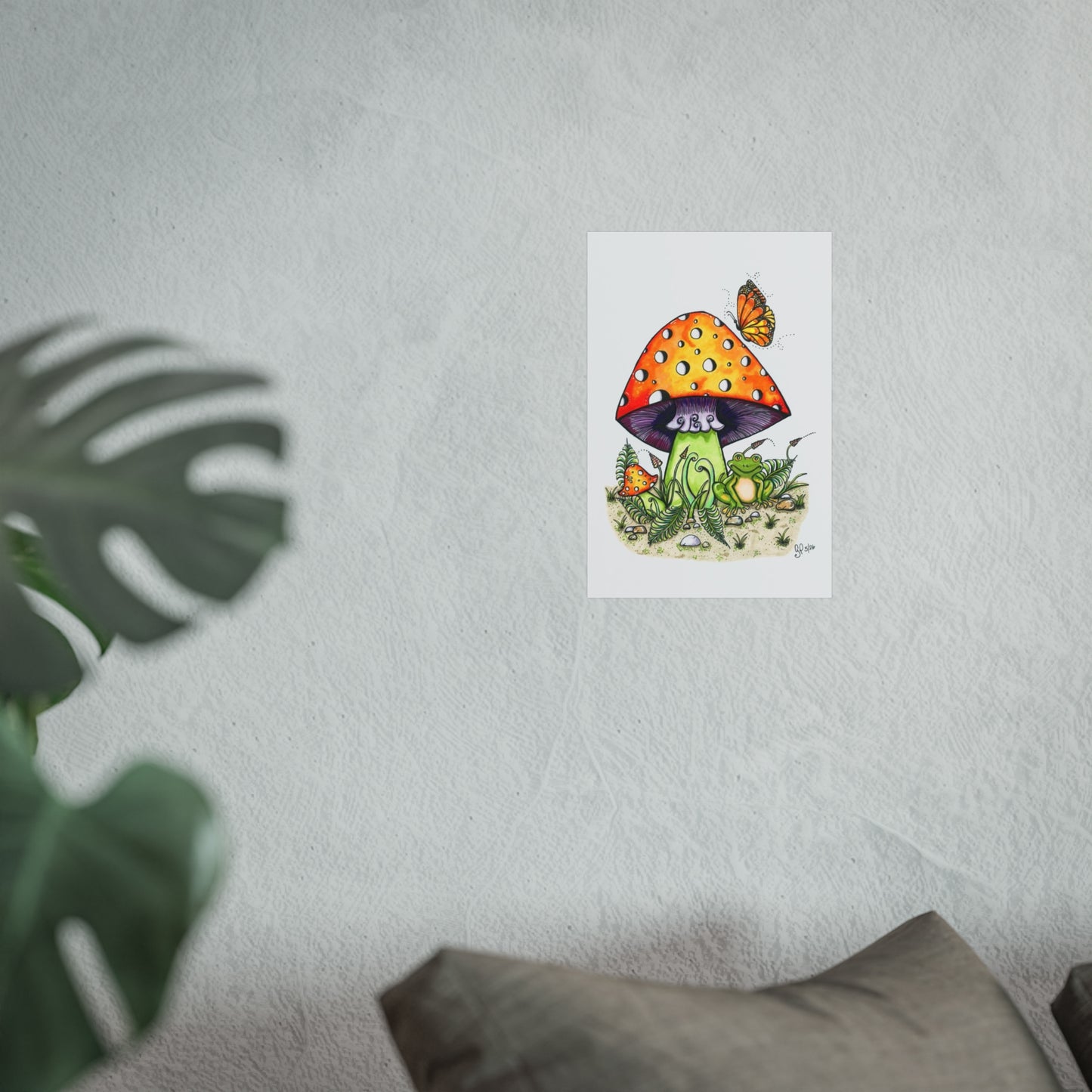Froggy Loves Mushrooms Fine Art Posters