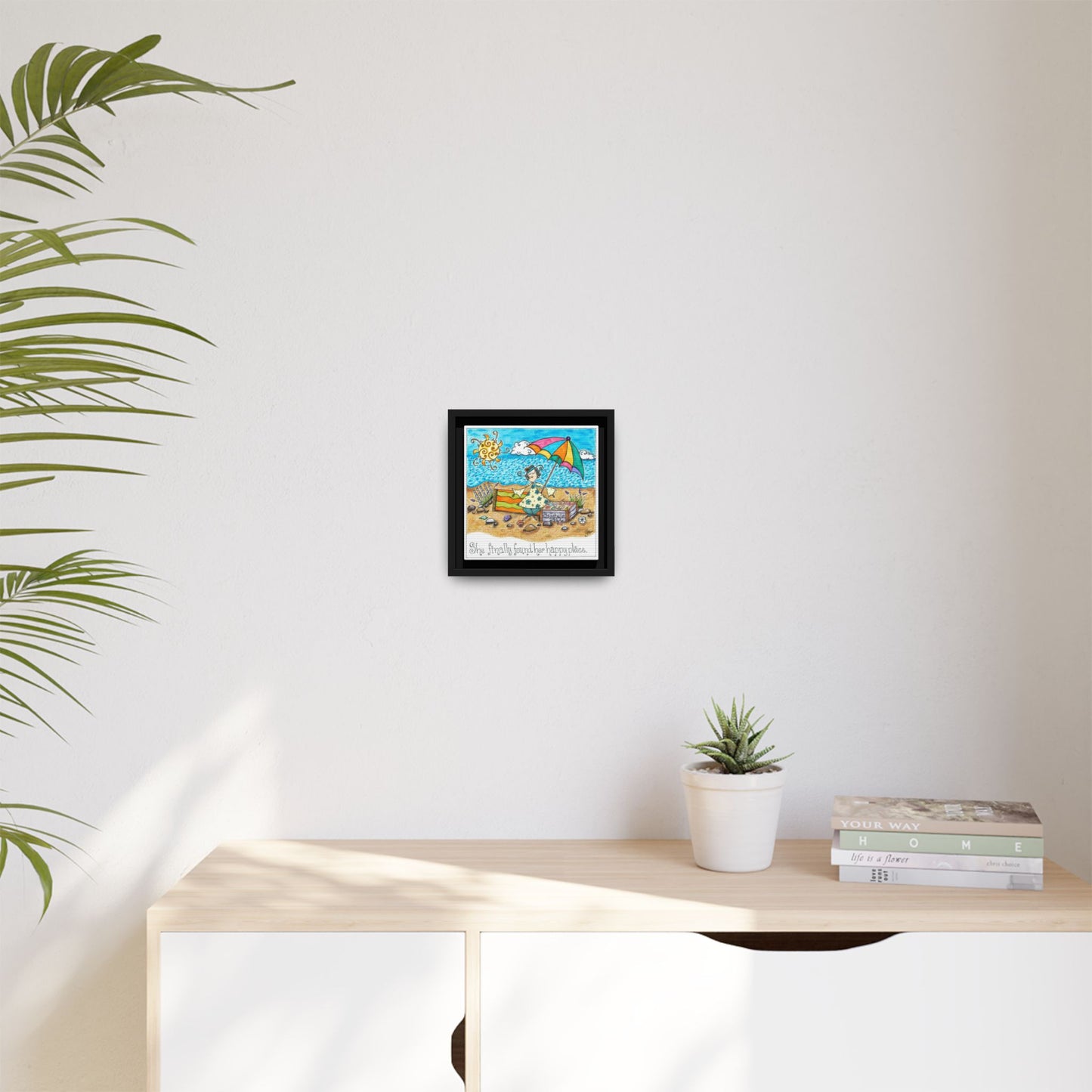 Her Happy Place Matte Canvas, Framed (Multi-color)