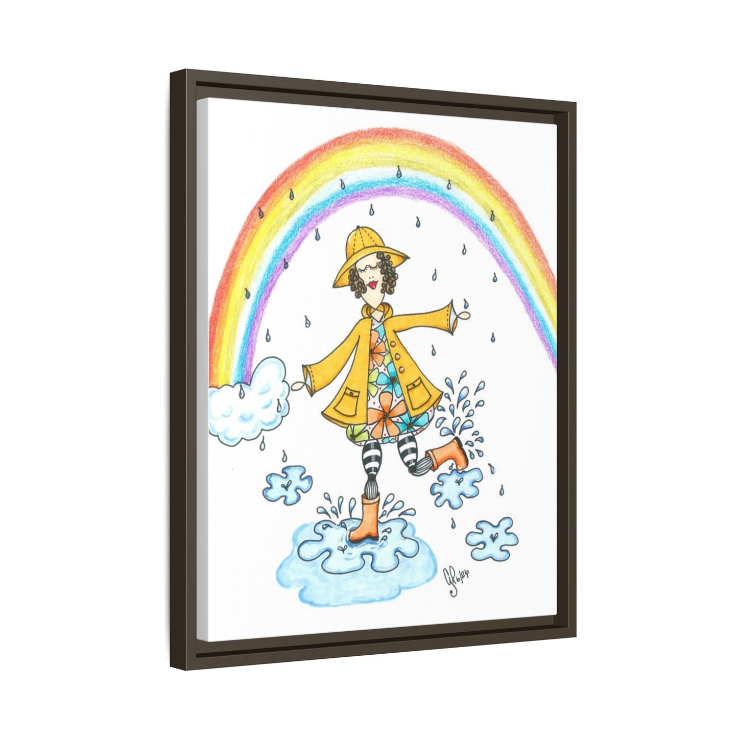 Dancing In The Rain Matte Canvas, Framed (Multi-color)