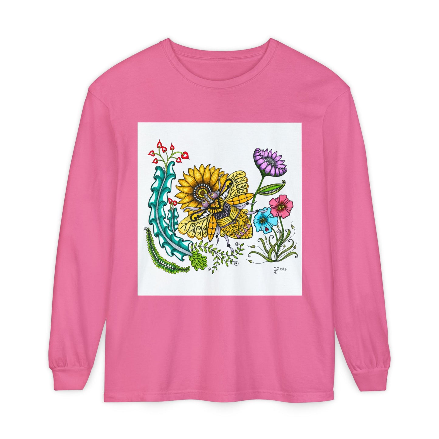 Boho Bumblebee Garment-dyed Long Sleeve T-Shirt