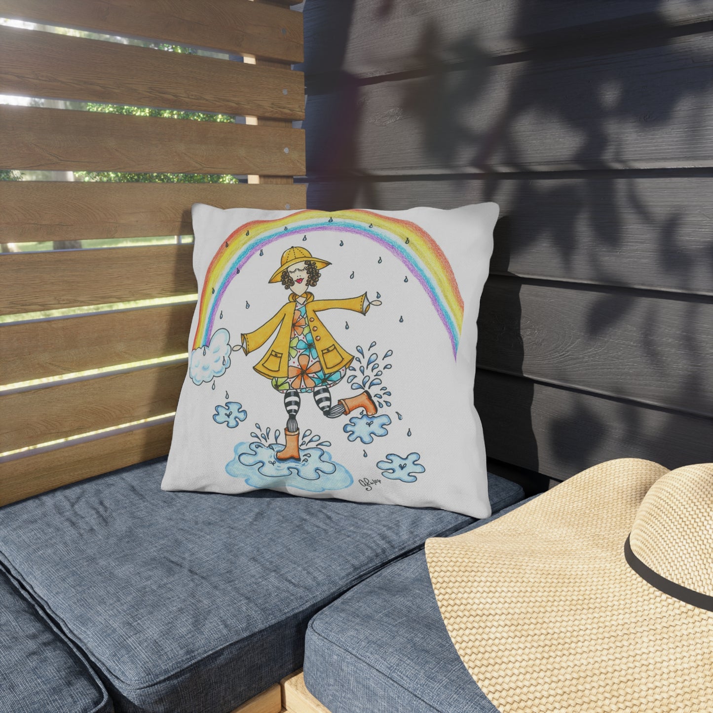 Dancing In The Rain Outdoor Pillow