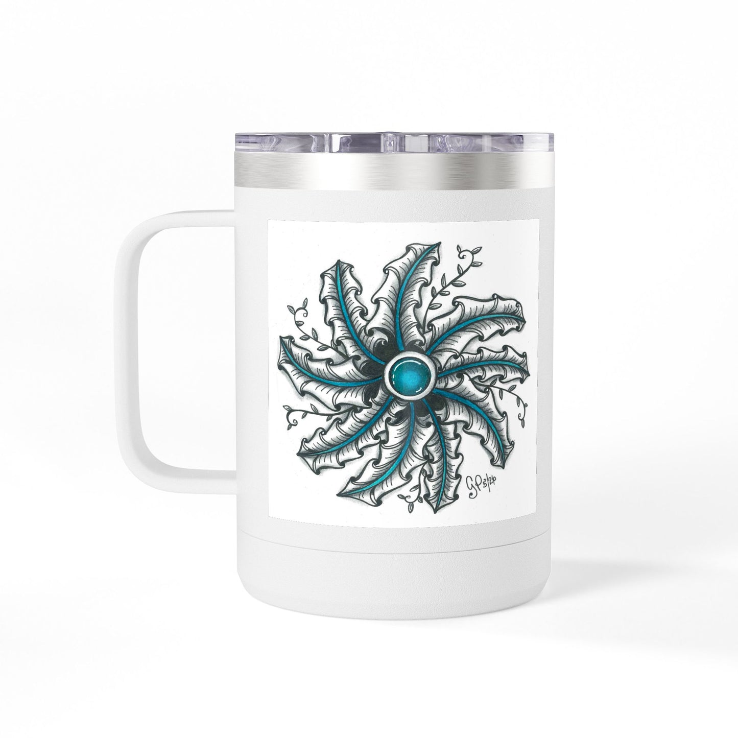 Teal Gem Coffee Mug Tumbler, 15oz