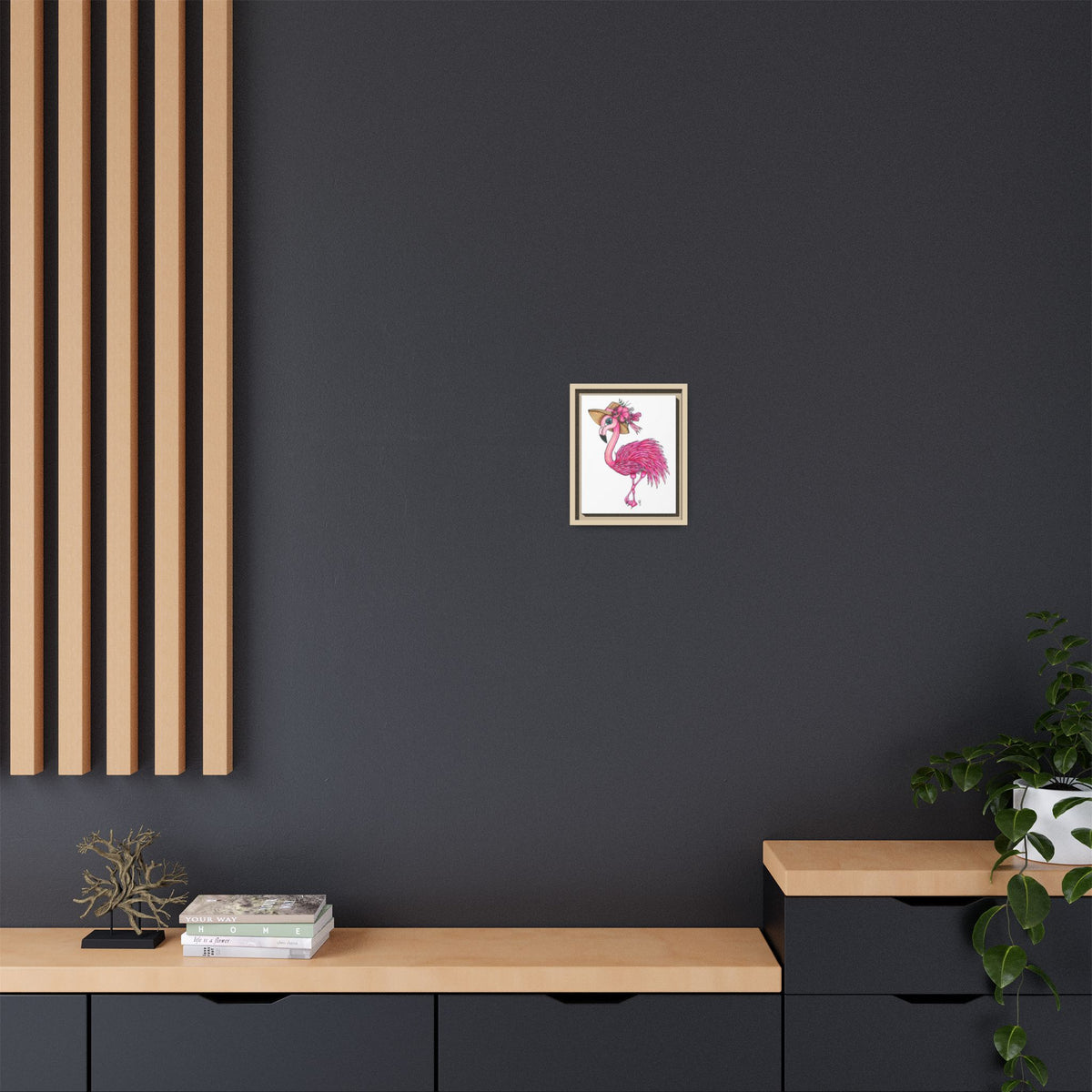 Francine The Flamingo Matte Canvas, Framed (Multi-color)