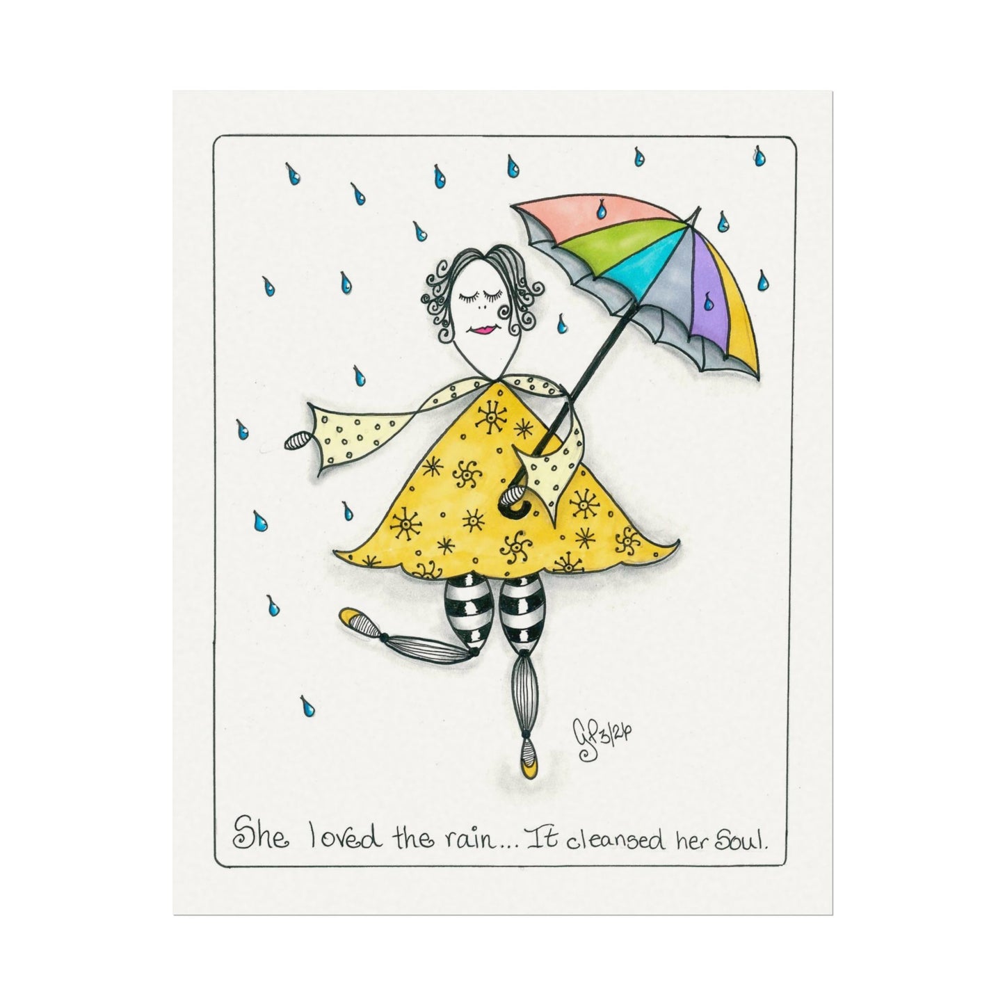 The Rain Cleansed Her Soul Textured Watercolor Matte Posters