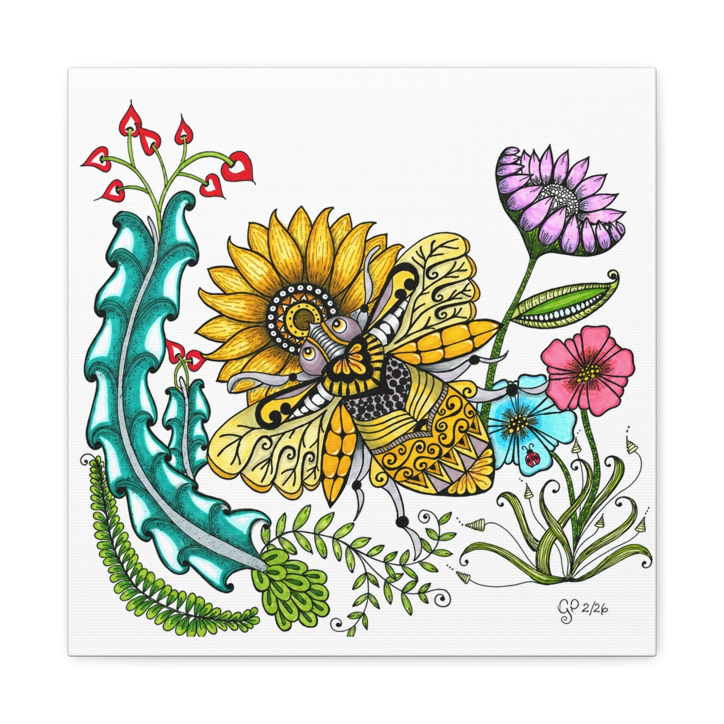 Boho Bumblebee Matte Canvas, Stretched, 1.25"