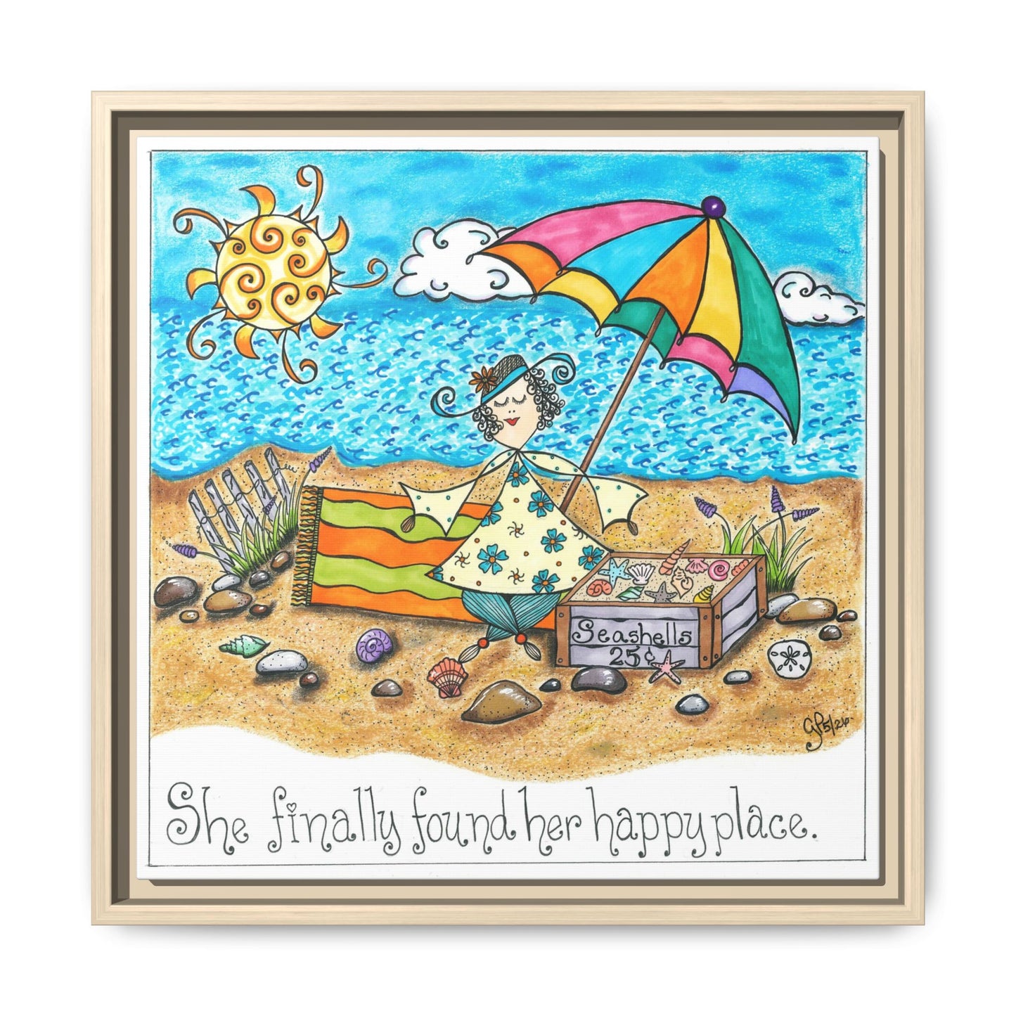 Her Happy Place Matte Canvas, Framed (Multi-color)