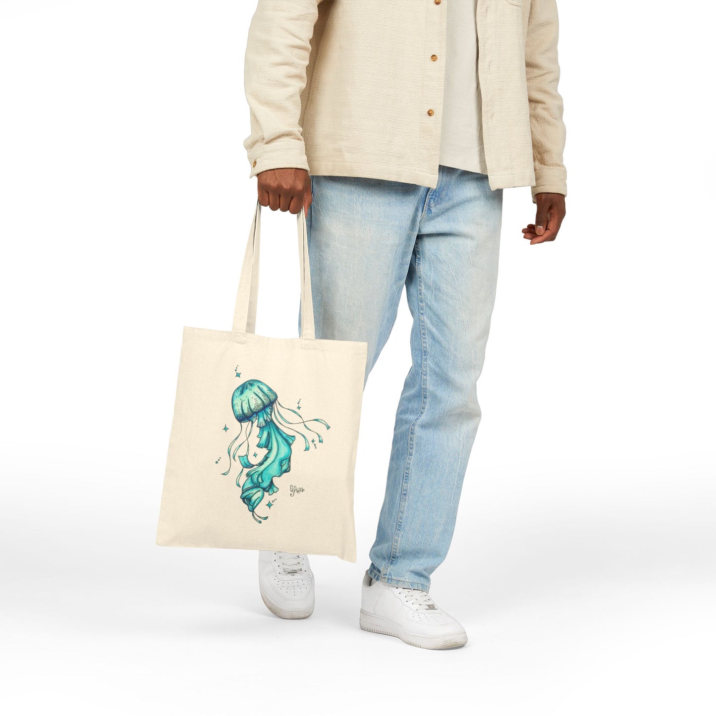 Dancing Jellyfish Cotton Canvas Tote Bag