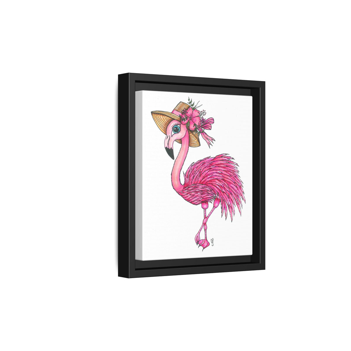 Francine The Flamingo Matte Canvas, Framed (Multi-color)