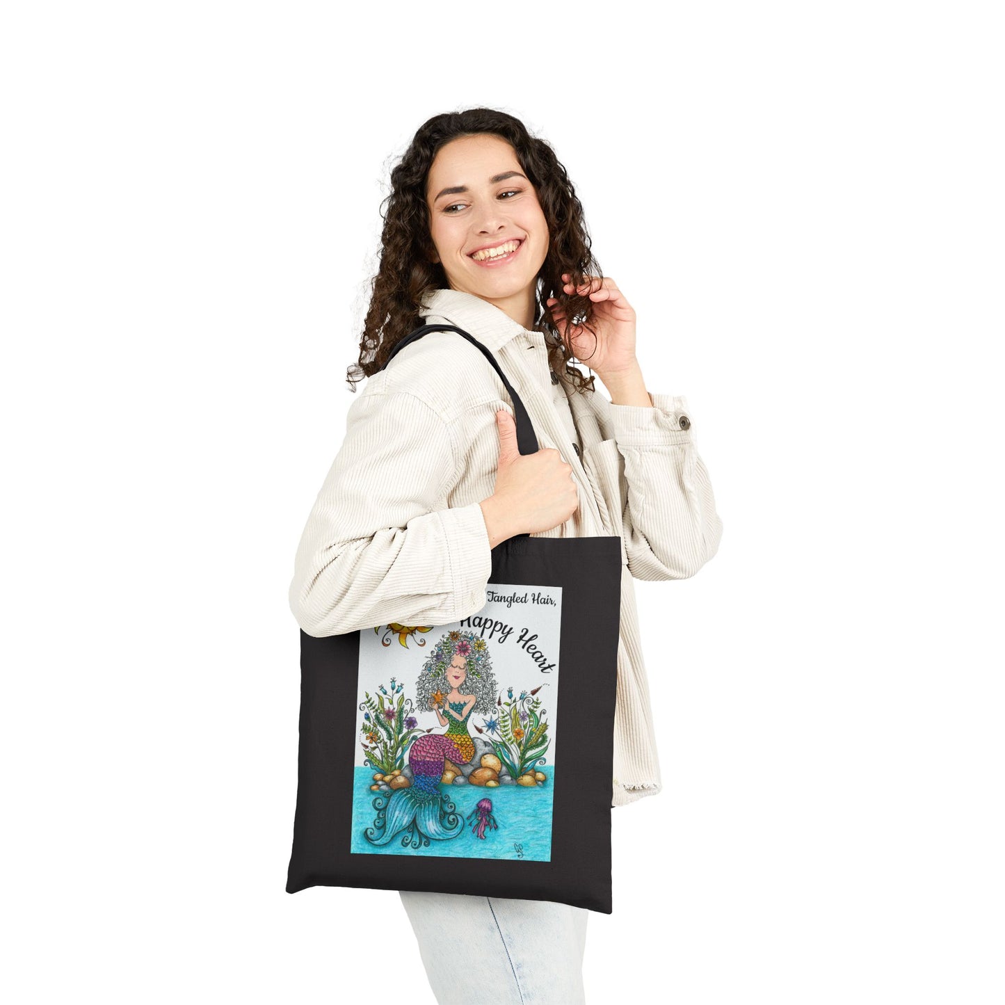 Mermaid Cotton Canvas Tote Bag