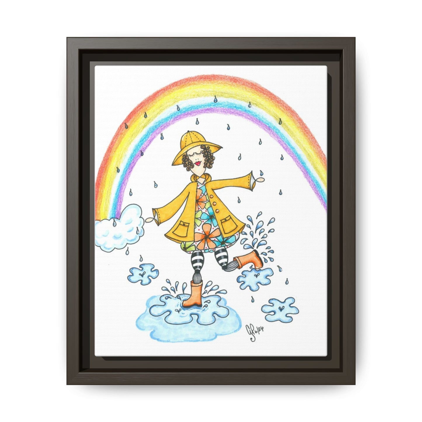 Dancing In The Rain Matte Canvas, Framed (Multi-color)