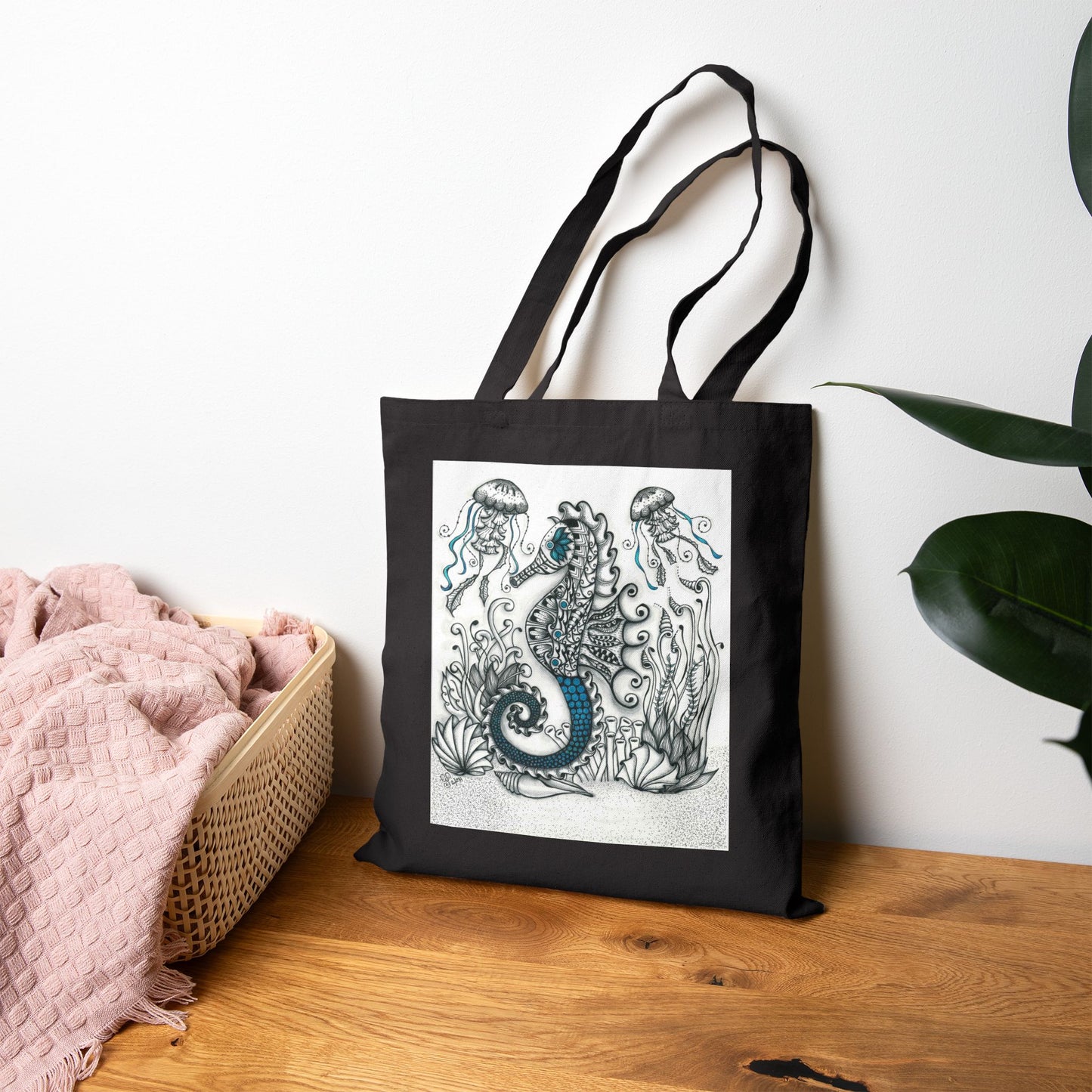 Seahorse & Jellyfish Party Cotton Canvas Tote Bag