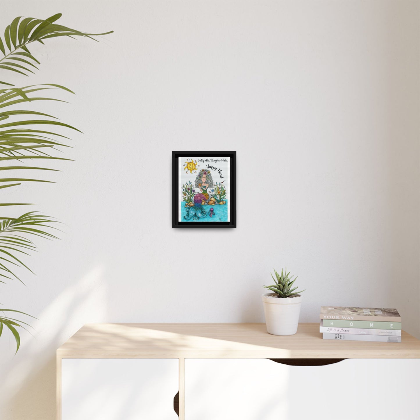 Mermaid Matte Canvas, Framed (Multi-color)