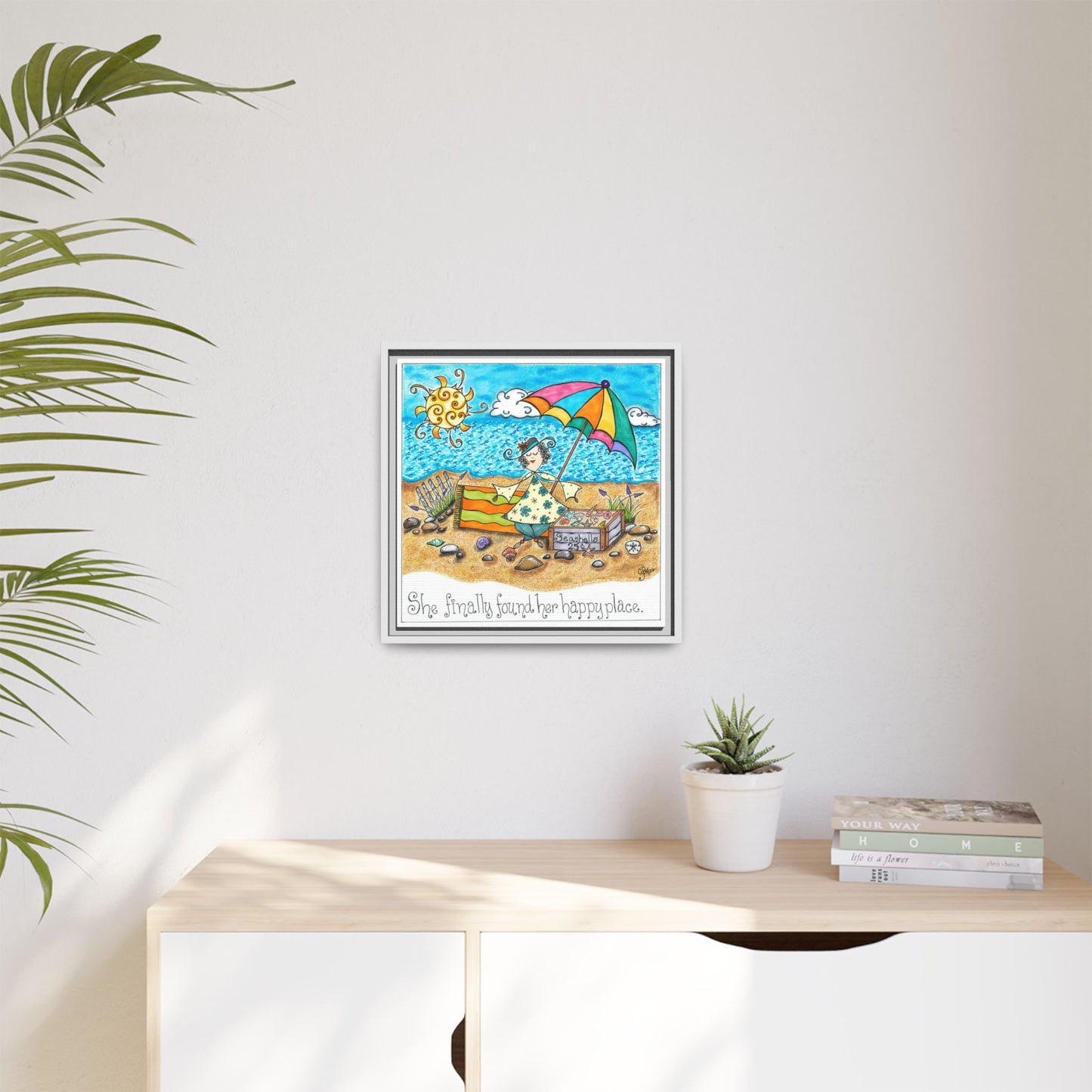 Her Happy Place Matte Canvas, Framed (Multi-color)