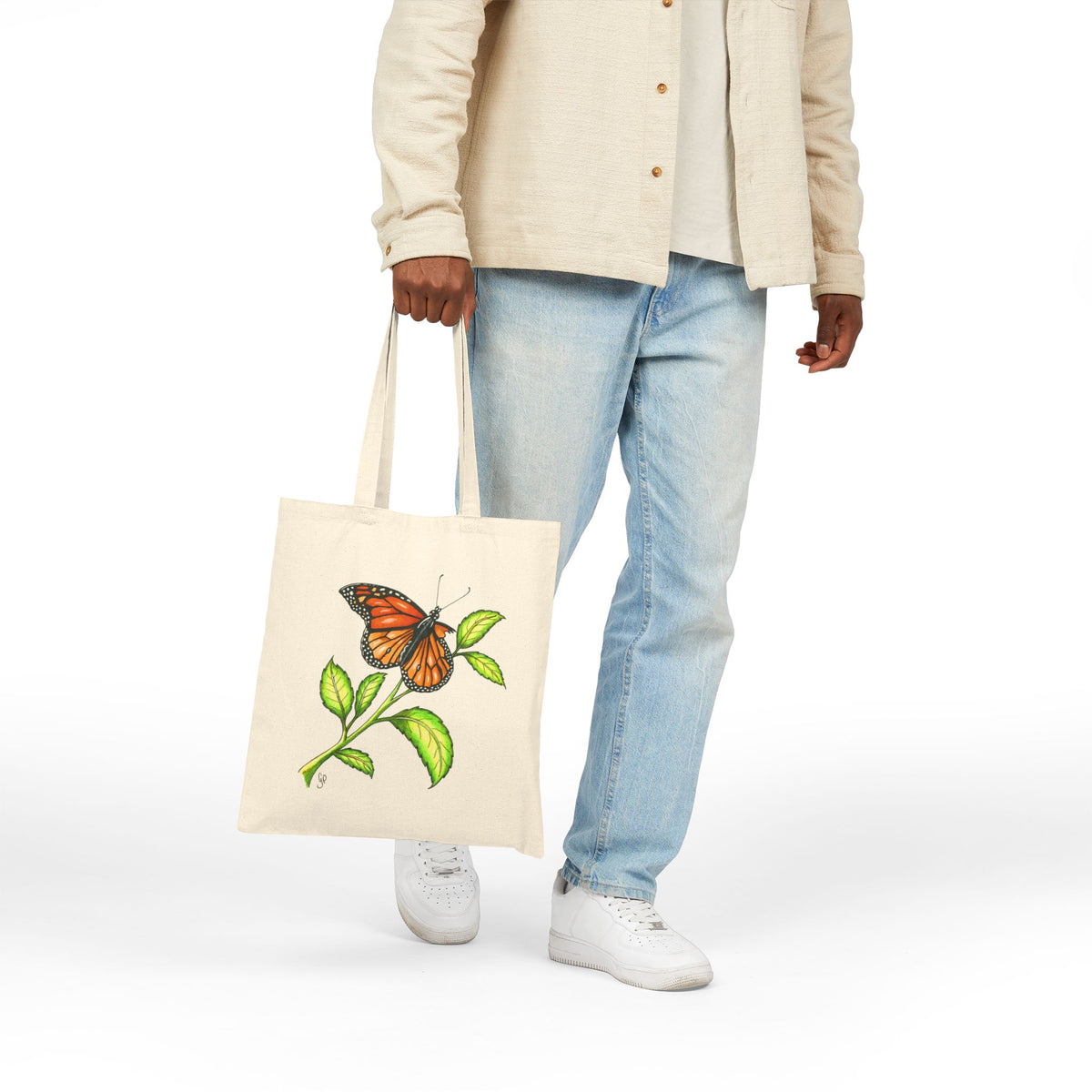 Larry The Butterfly Cotton Canvas Tote Bag