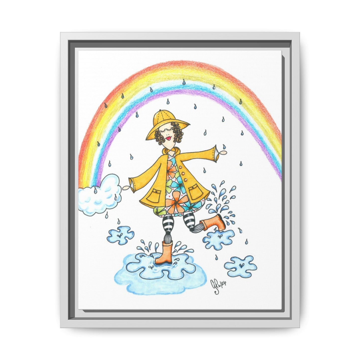 Dancing In The Rain Matte Canvas, Framed (Multi-color)