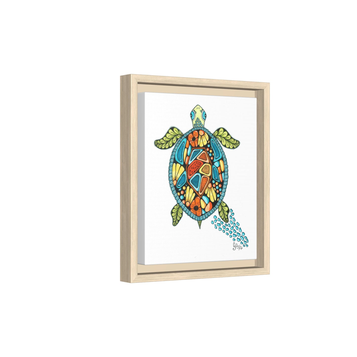 Sea Turtle Matte Canvas, Framed (Multi-color)