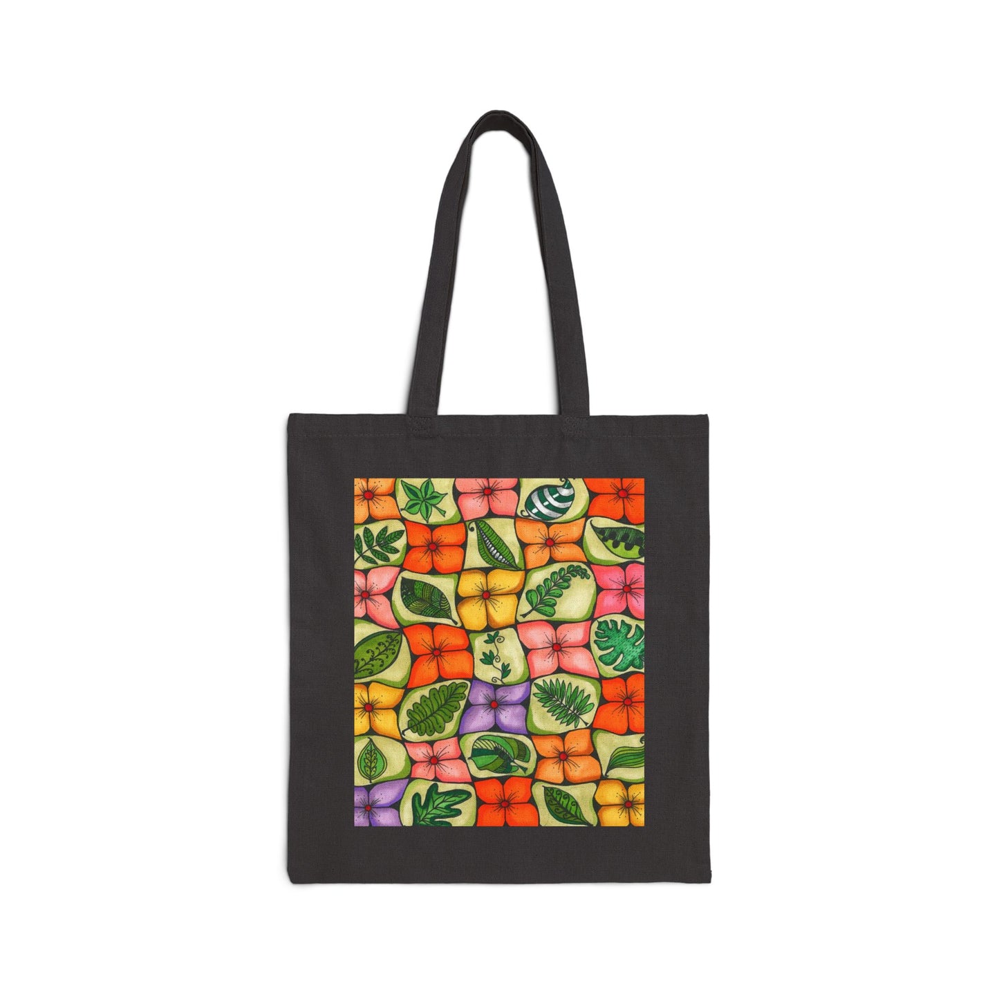 All-Over Flower Cotton Canvas Tote Bag