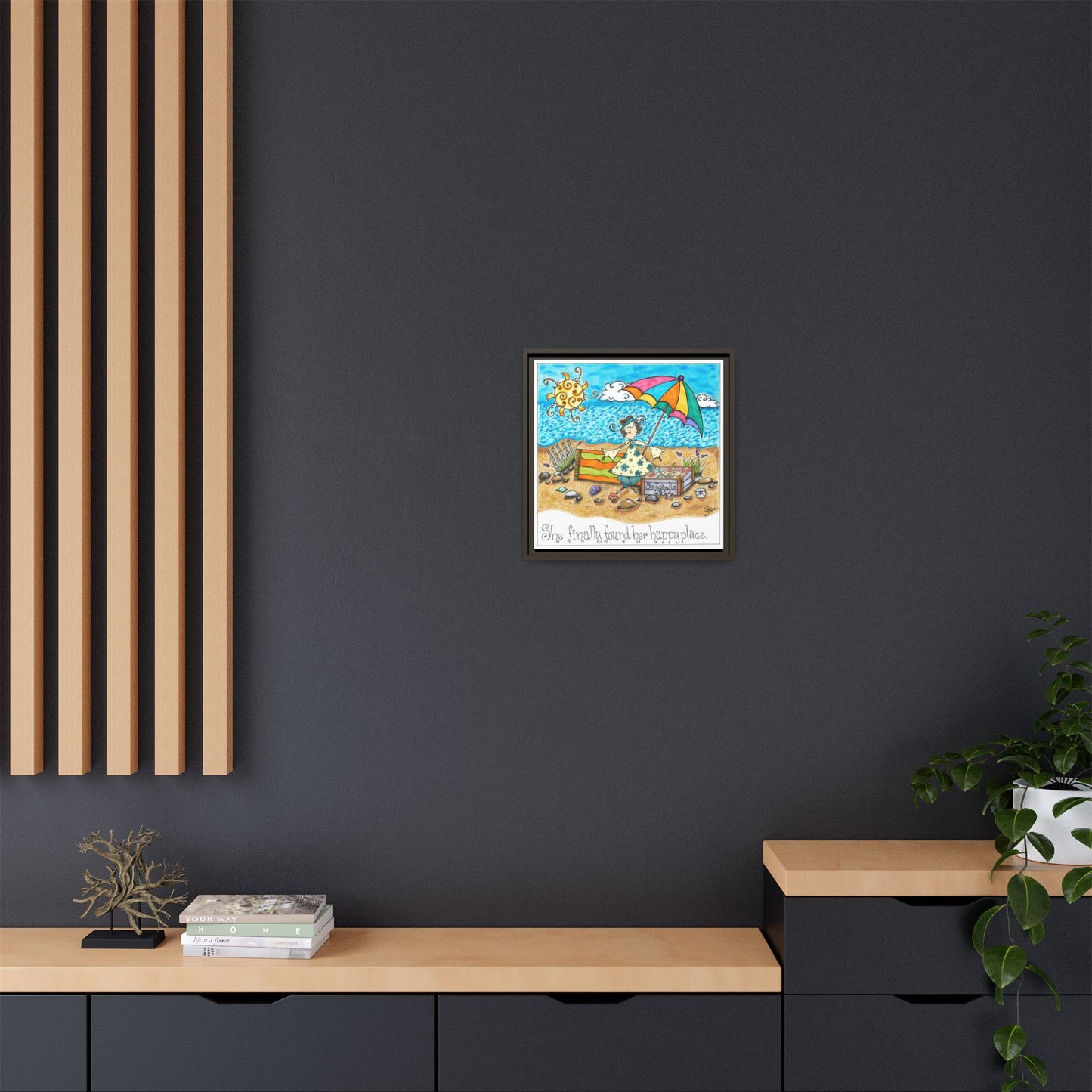 Her Happy Place Matte Canvas, Framed (Multi-color)