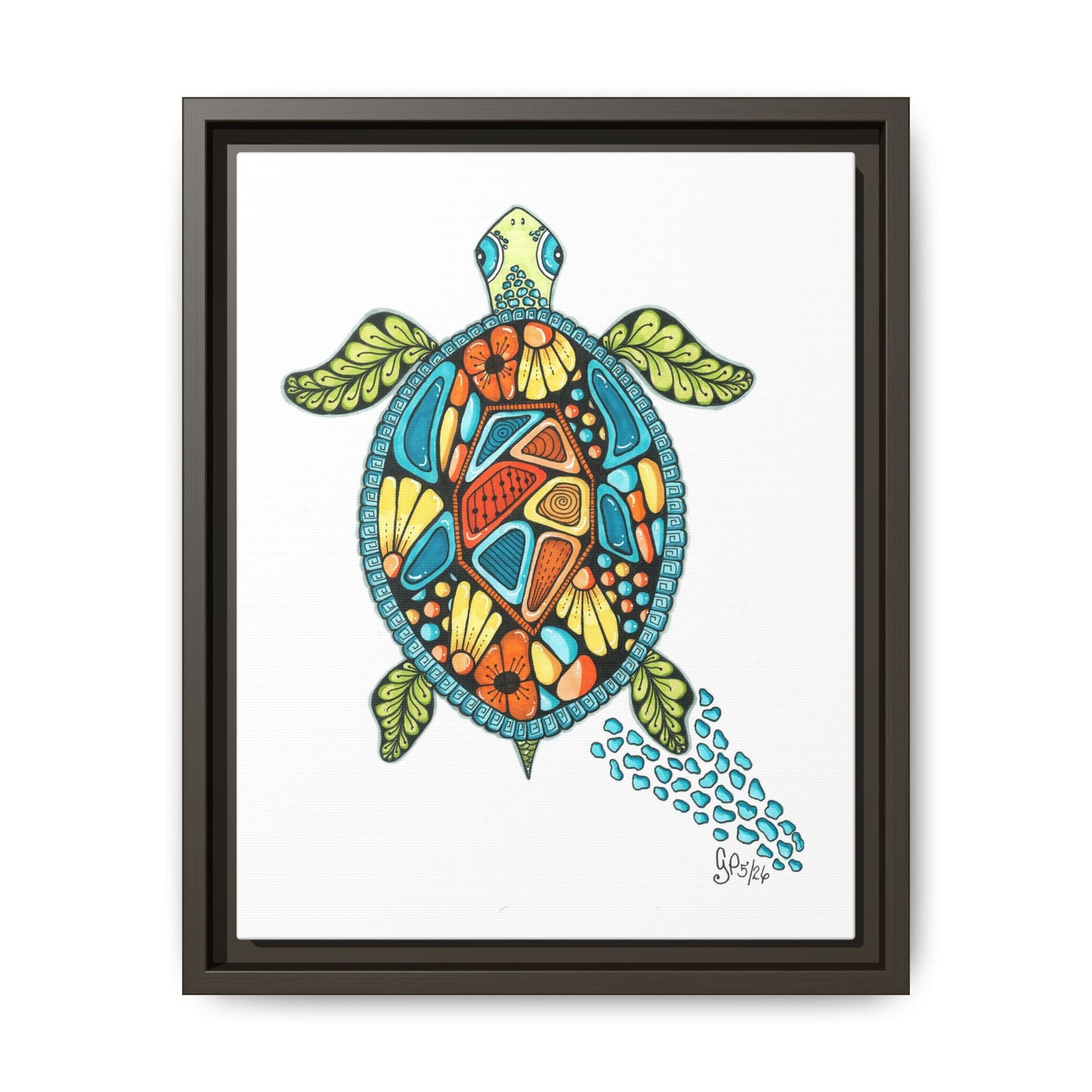 Sea Turtle Matte Canvas, Framed (Multi-color)