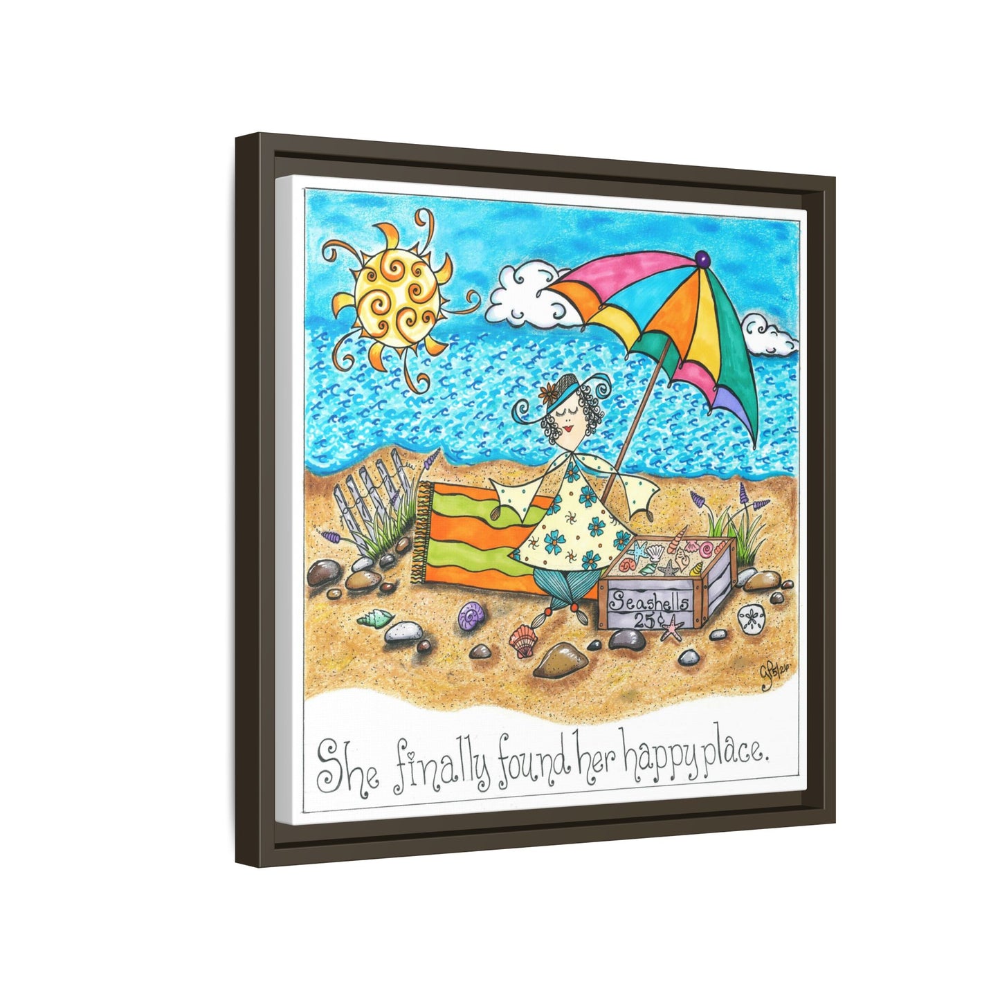 Her Happy Place Matte Canvas, Framed (Multi-color)