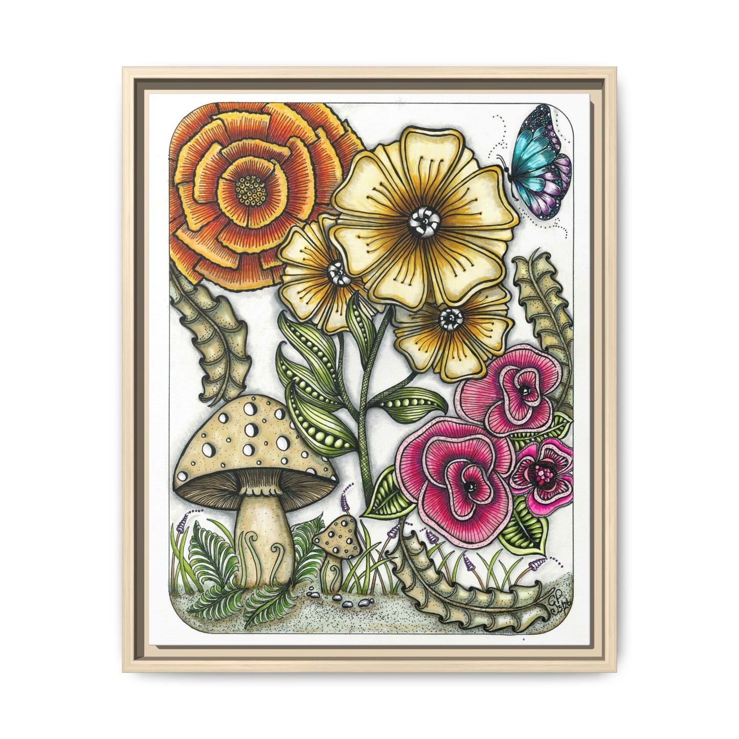 Wild Flowers Matte Canvas, Framed (Multi-color)